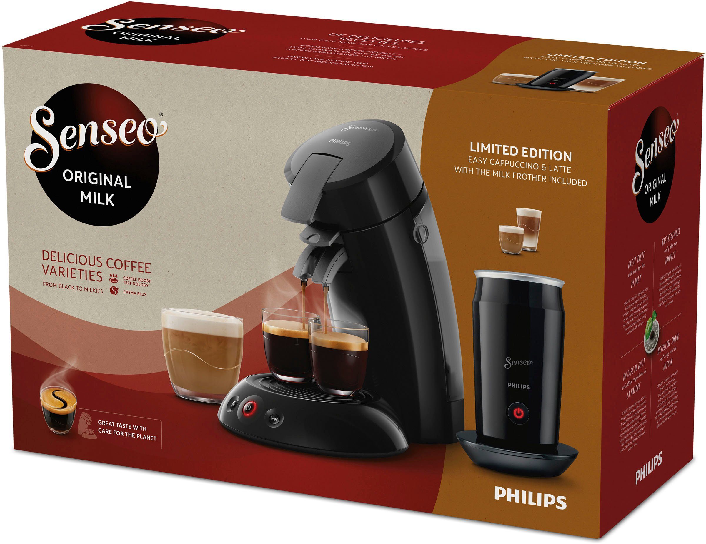 Senseo Koffiepadautomaat Original HD6553/65, inclusief melkopschuimer ter waarde van € 79,99 vap