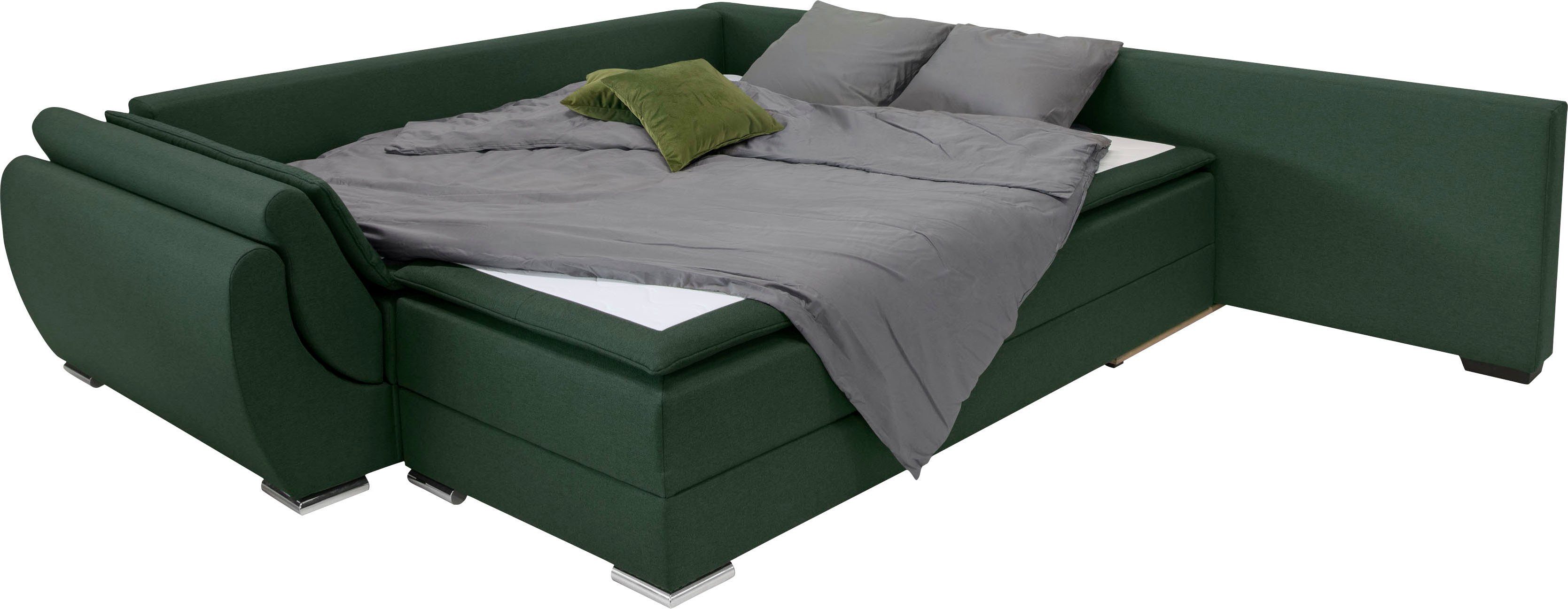 INOSIGN Hoekbank Göteborg met boxspring-slaapfunctie en bedkist, bedfunctie, topmatras