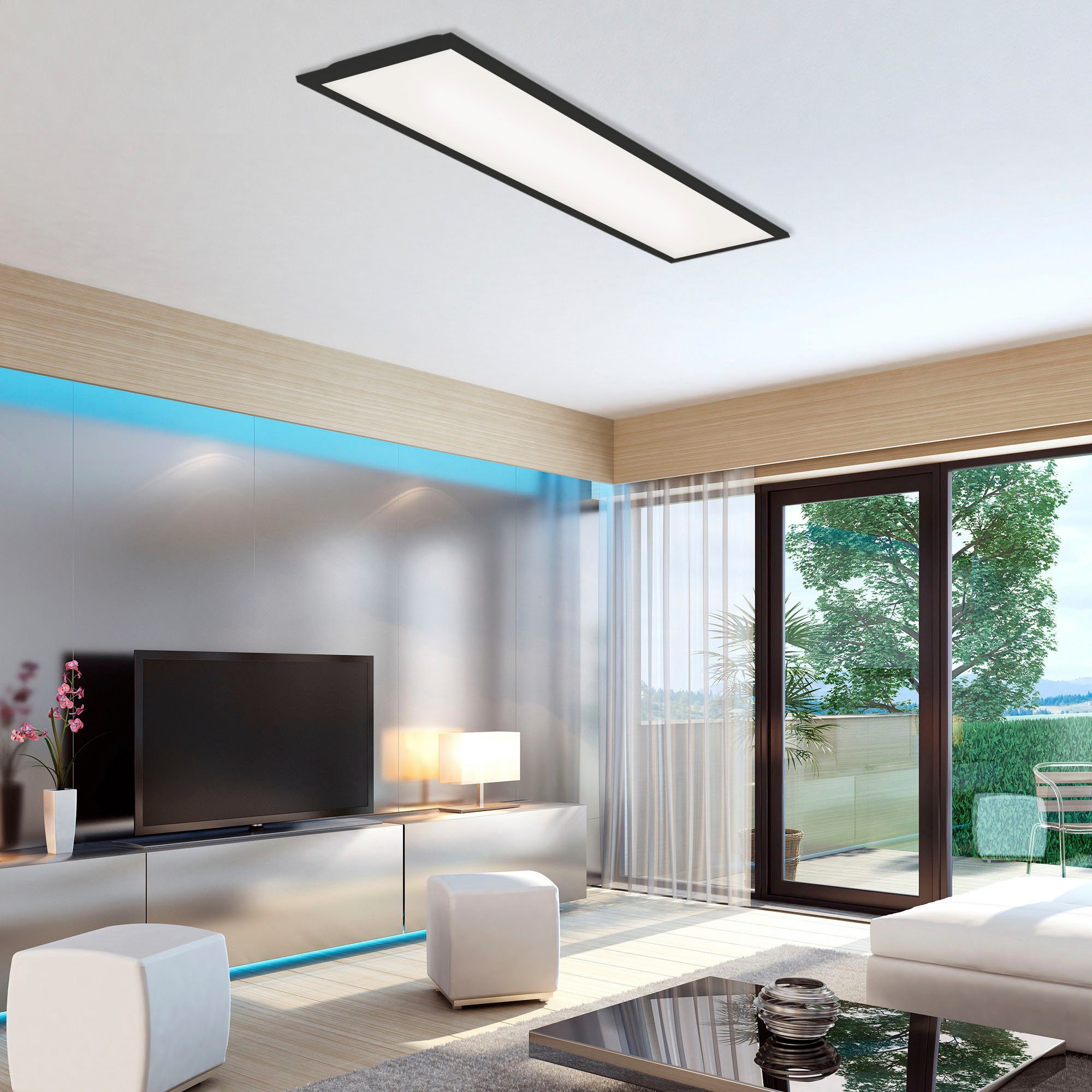 Briloner Leuchten Led-paneel 7067015 Simple Plafondlamp, 100x25x6 cm, zwart, 22W, woonkamer, slaapkamer, gang