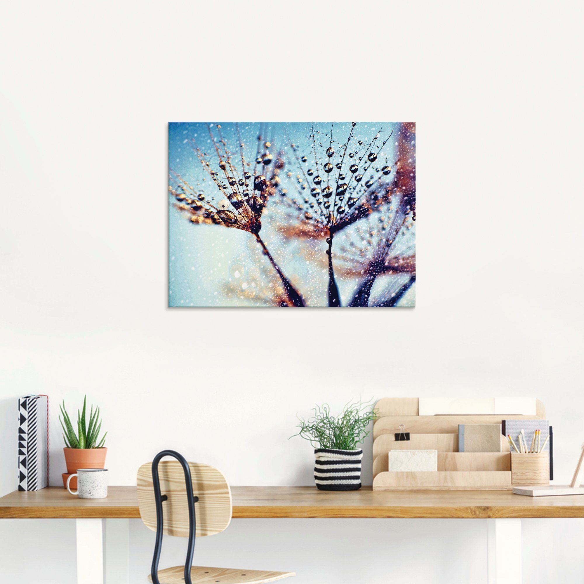 Artland Print op glas Pluizenbol regen abstract