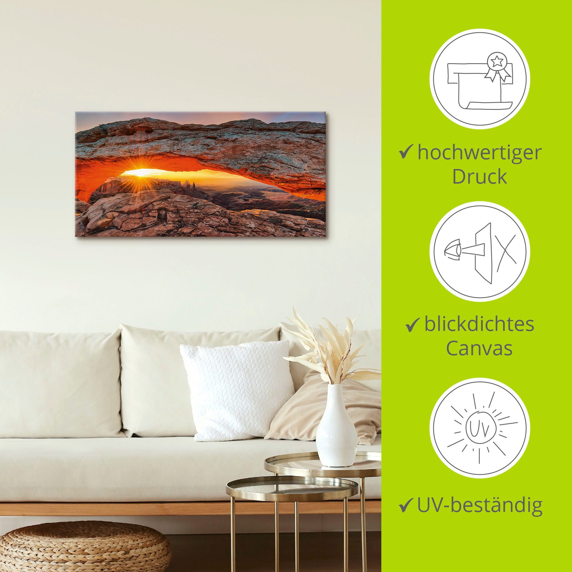 Artland Artprint Iconic Mesa Arch als artprint van aluminium, artprint voor buiten, artprint op linnen, poster in verschillende maten. maten