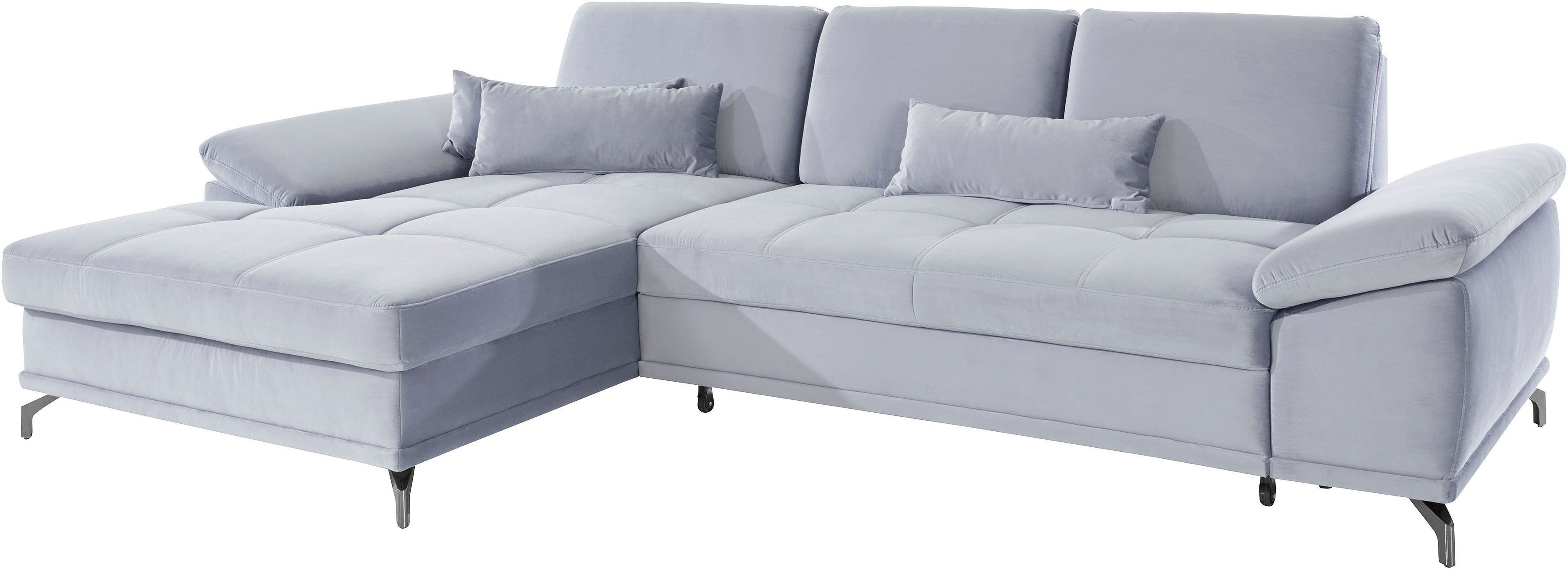 Places of Style Hoekbank Costello L-vorm, met zitdiepteverstelling, armleuningverstelling en