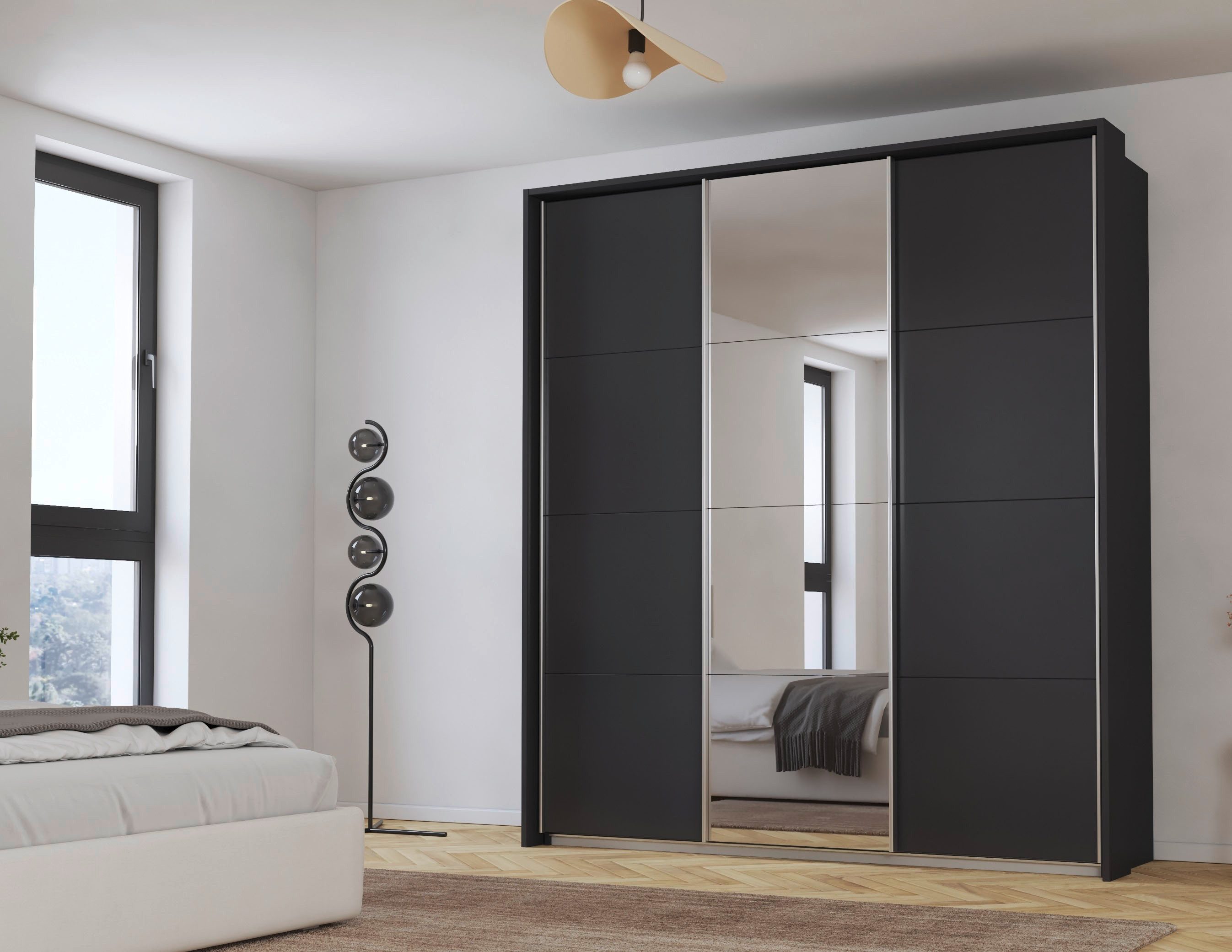 rauch Schuifdeurkast Kledingkast kast garderobe CORTONA met passe-partout en optionele verlichting inclusief indeling 2 boxen en planken