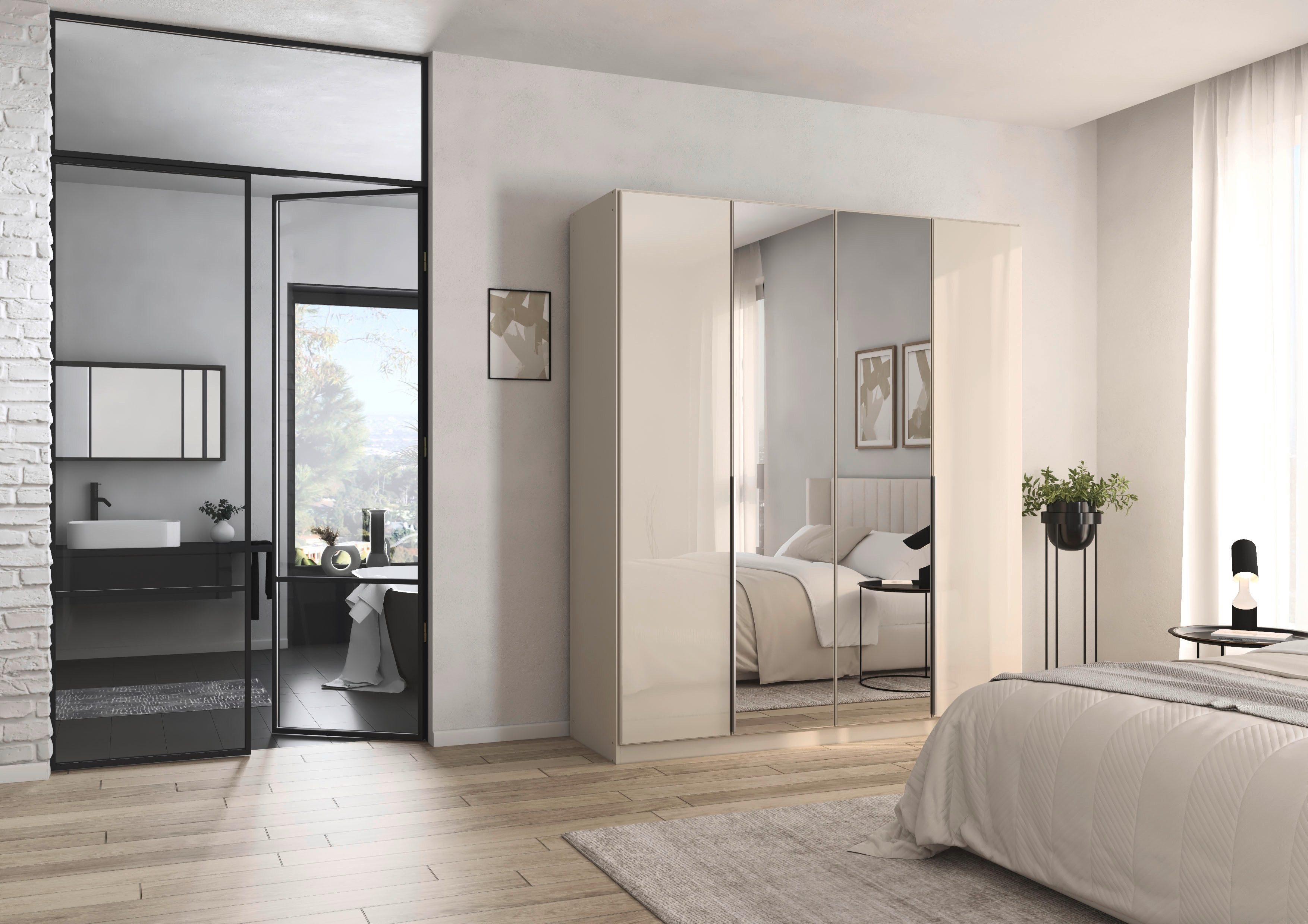 rauch Draaideurkast Kledingkasten kast garderobe AGORDO met glazen front doordachte binnenuitrusting, in 6 breedtes en 2 hoogtes made in germany