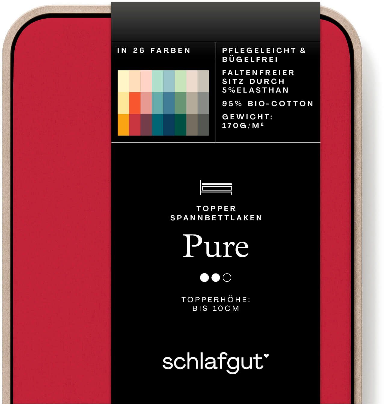 Schlafgut Hoeslaken PURE TOPPER in maat 90x200, 140x200 of 180x200 cm, hoes voor topper van 100% biologische katoen, voor matrassen tot 10 cm hoogte, beddengoed (1 stuk)