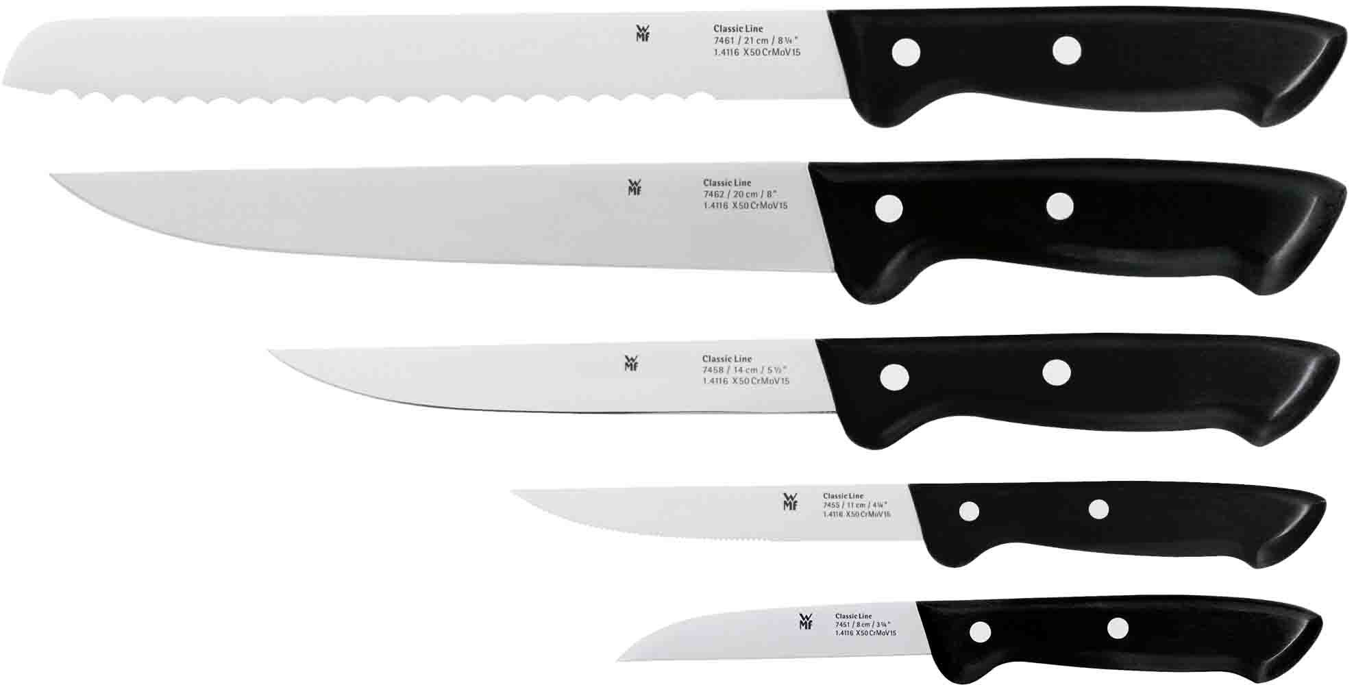 WMF Messenblok Classic Line Lemmeten van speciaal messenstaal (set, 6-delig)
