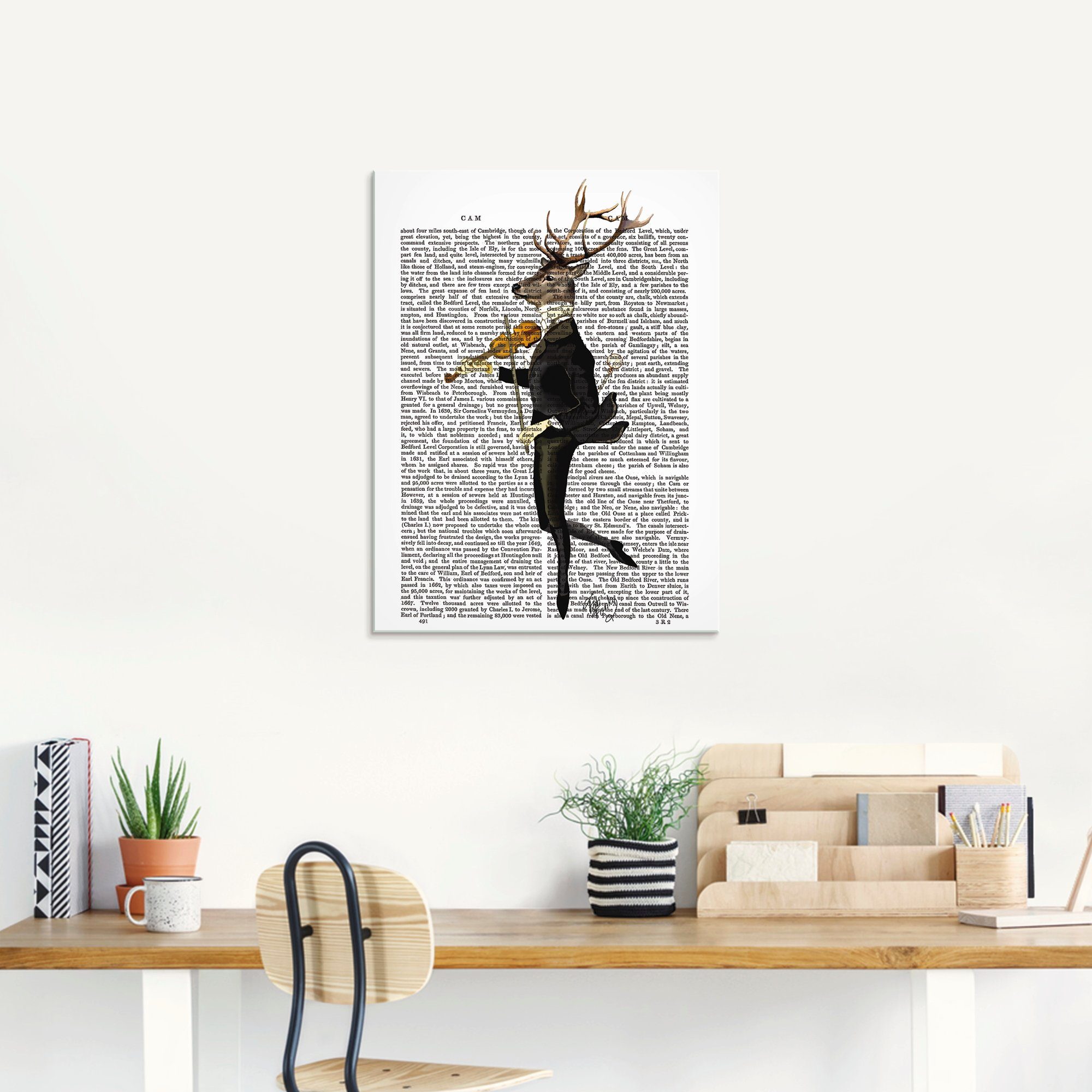 Artland Print op glas Dansend hert met viool