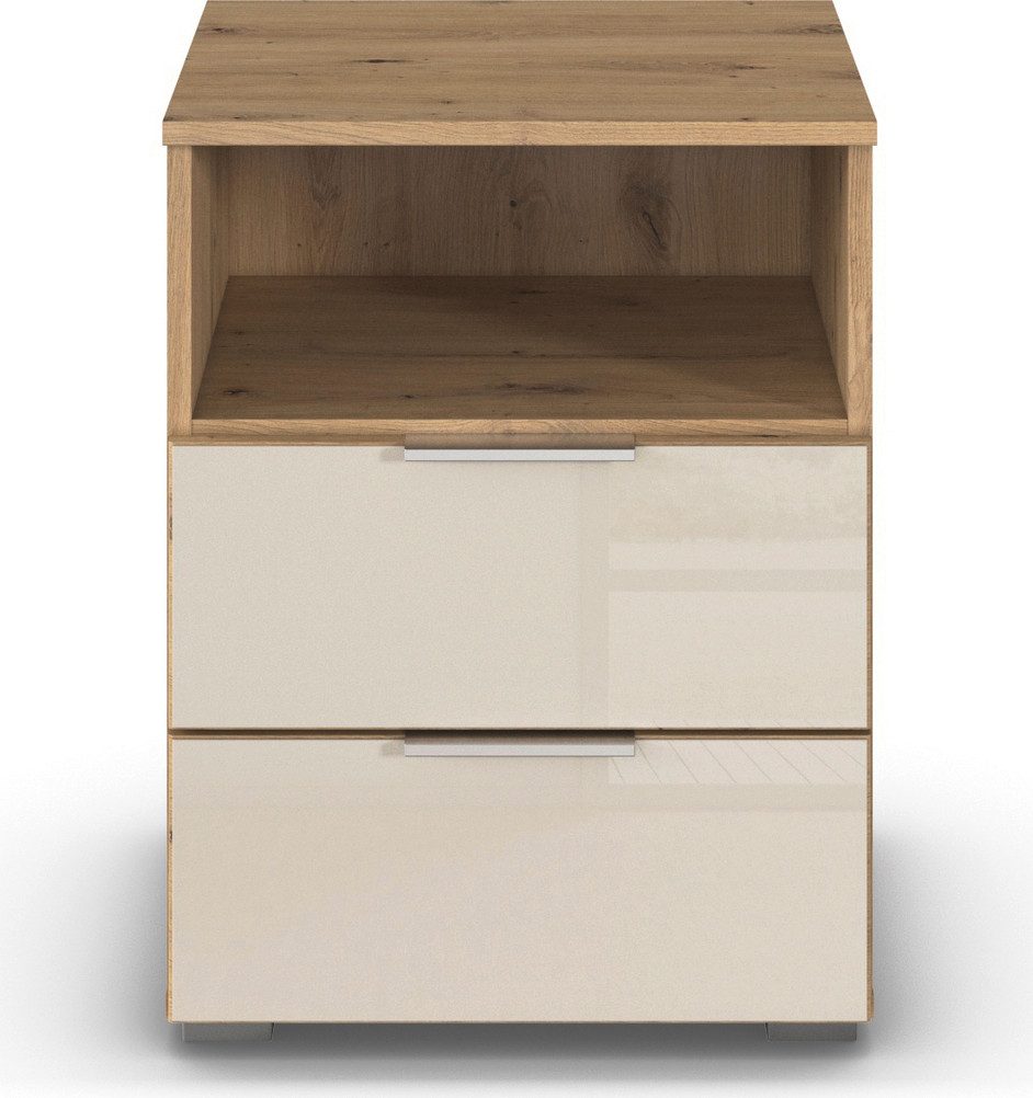 rauch Nachtkastje Nachttafel Nachtkast Nachtconsole AGORDO met Glasfront met 2 lades en nis voor veel opbergruimte made in germany
