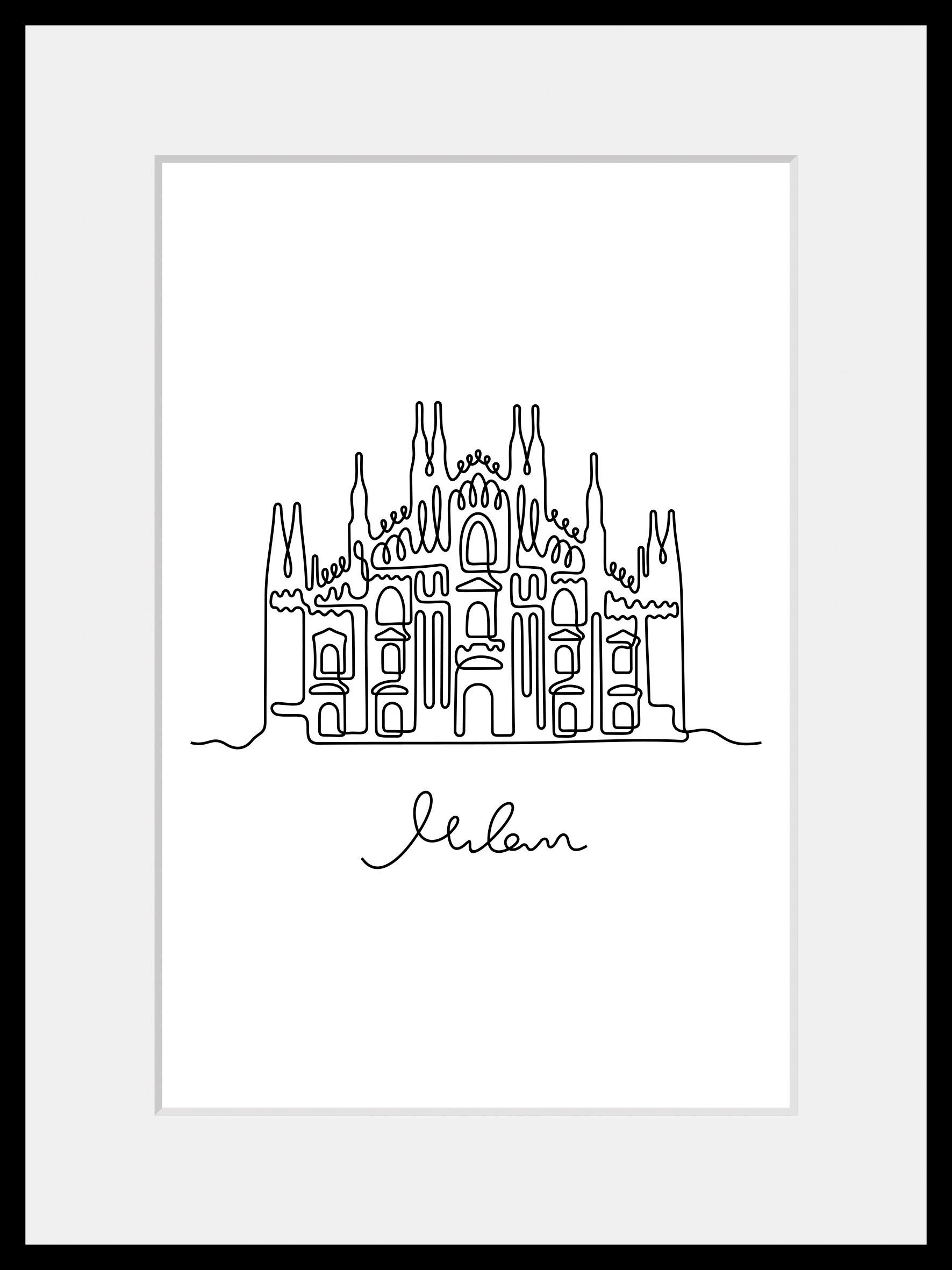 queence Wanddecoratie Milan HD premium posterdruk incl. houten lijst (1 stuk)