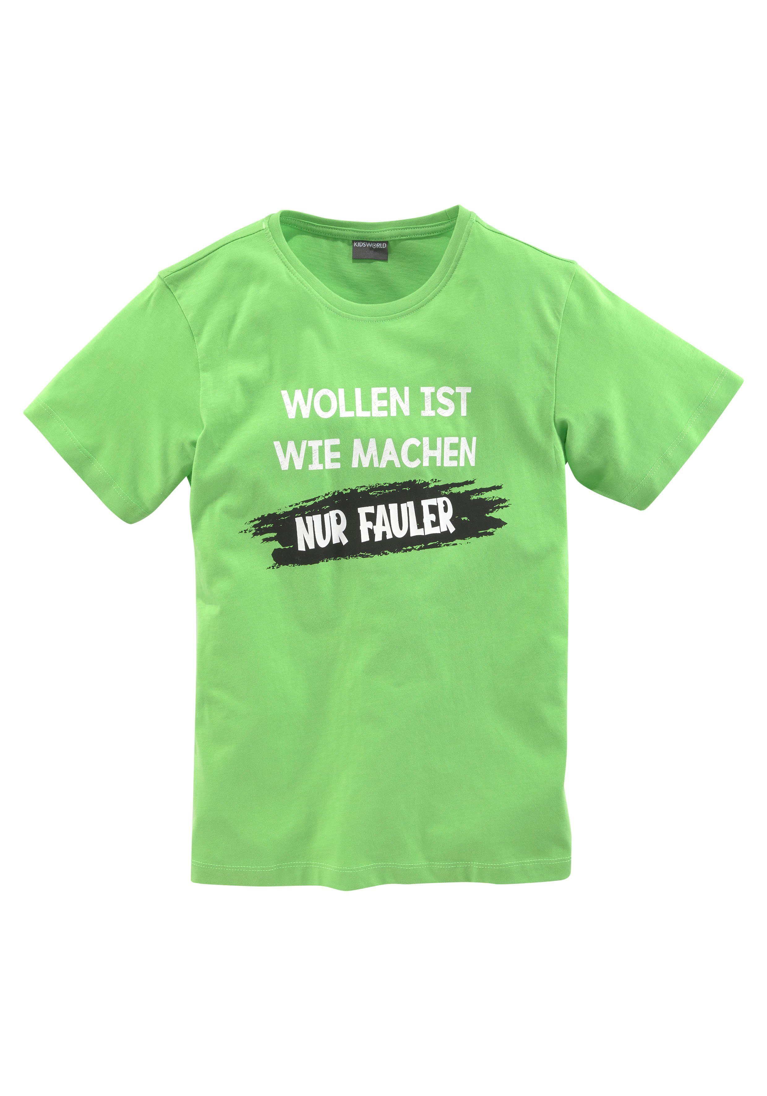 KIDSWORLD T-shirt WOLLEN IST WIE MACHEN.... Korte mouwen, basic pasvorm, bedrukt, ronde hals