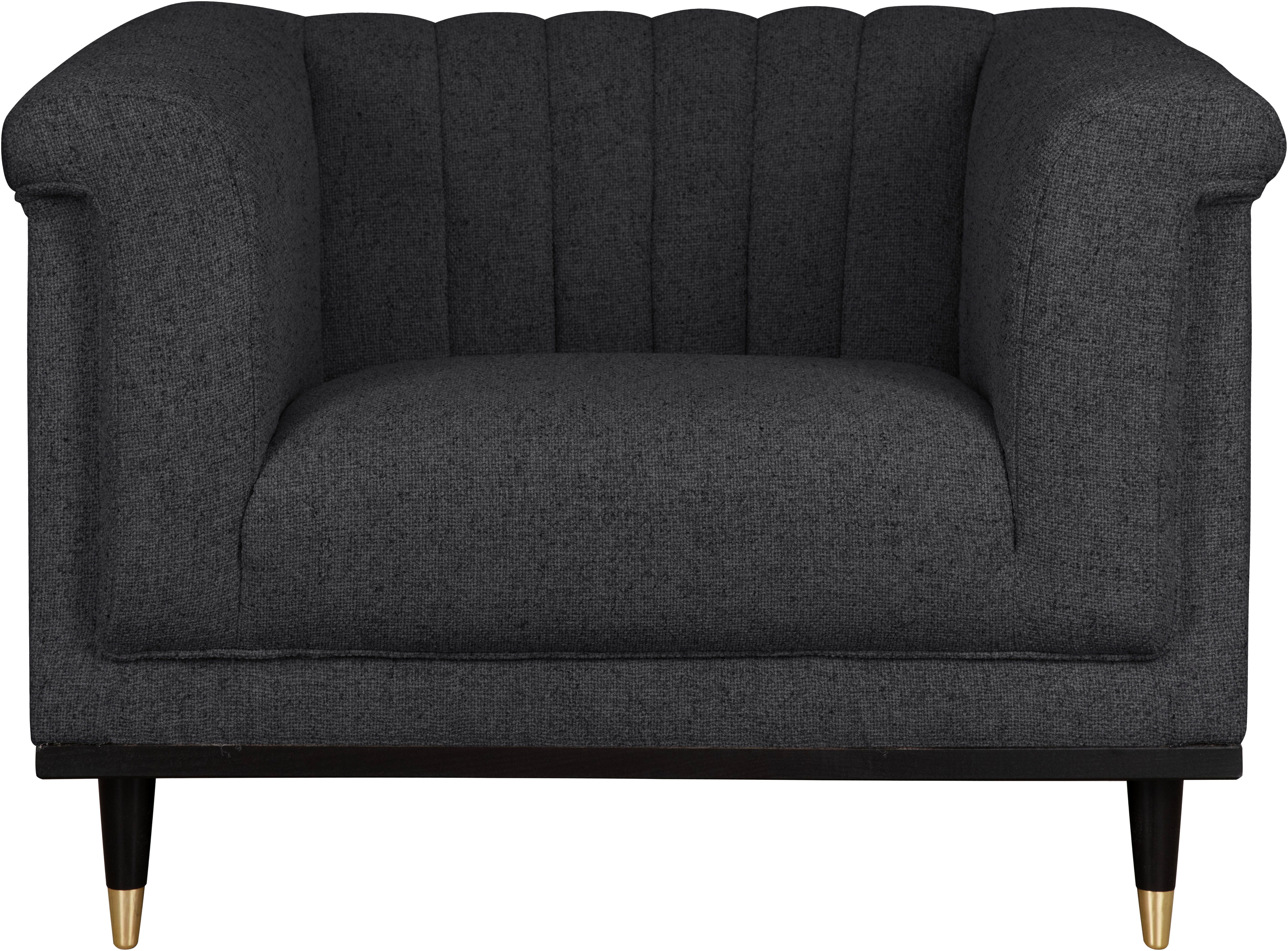 Guido Maria Kretschmer Home&Living Fauteuil Chamby met houten rand onder en stiksels bij de leuning