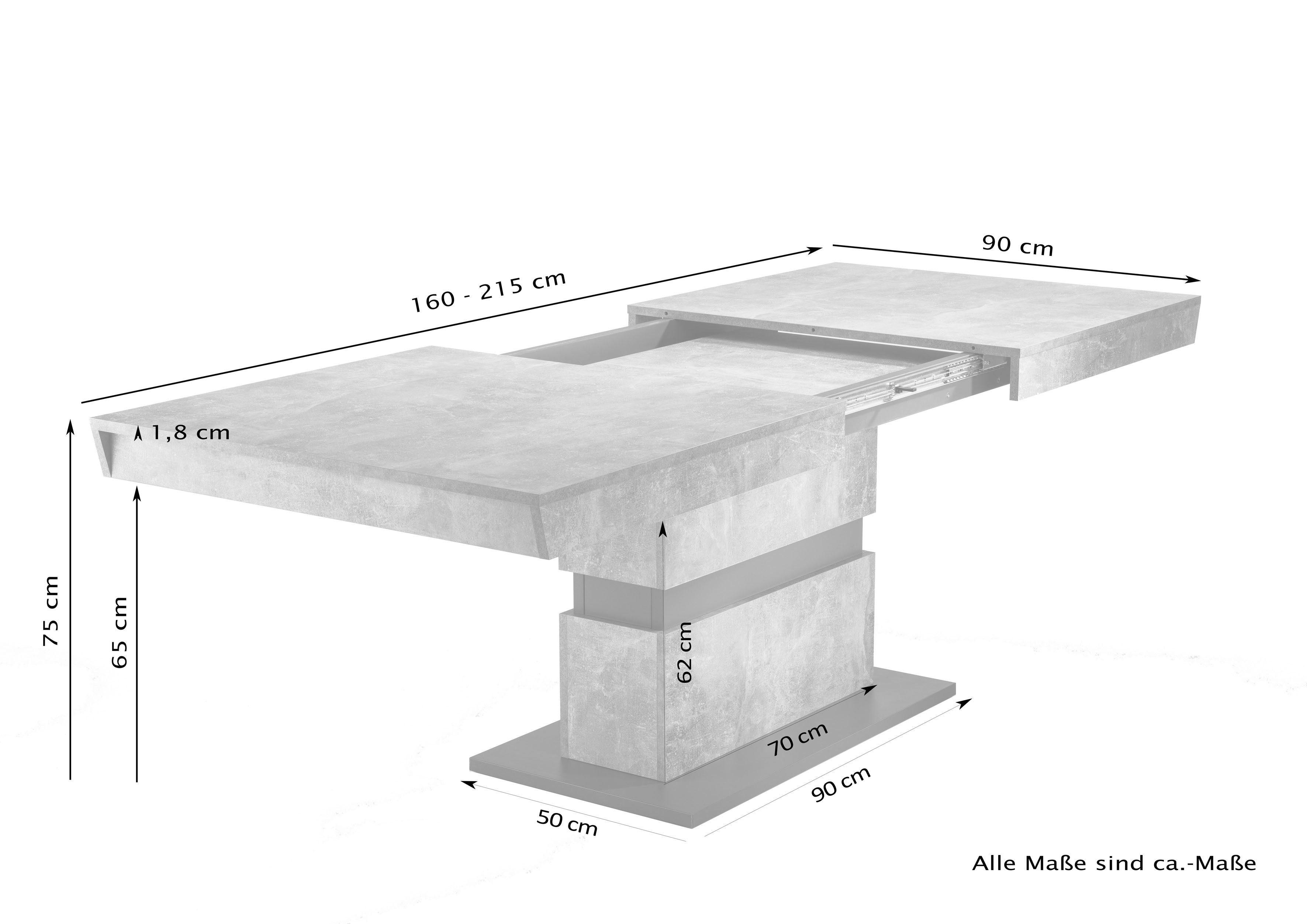 byLIVING Eettafel Matthew met uittrekfunctie, breedte 140-195 cm of 160-215 cm