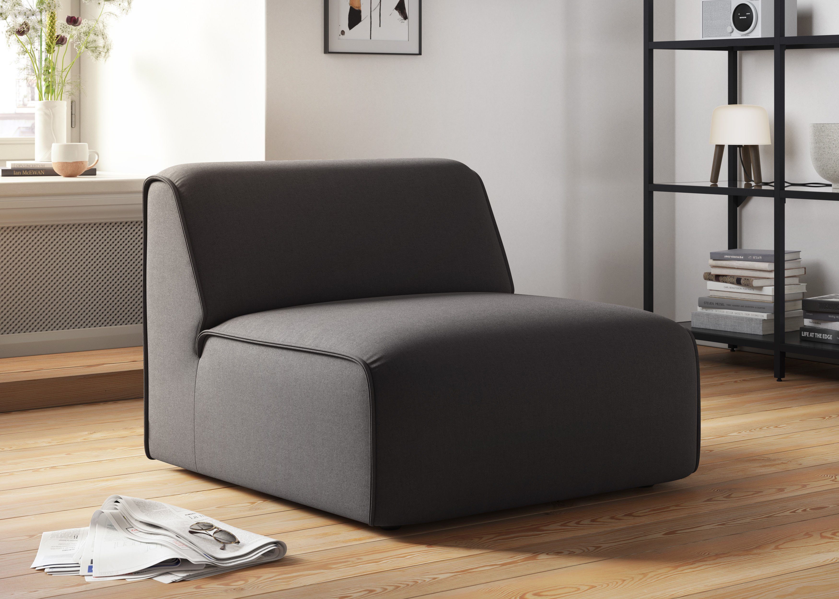 RAUM.ID Fauteuil Merid sofa-middenelement, afmetingen B/D/H: 84/97/46 cm als module of apart te gebruiken, voor individuele samenstelling