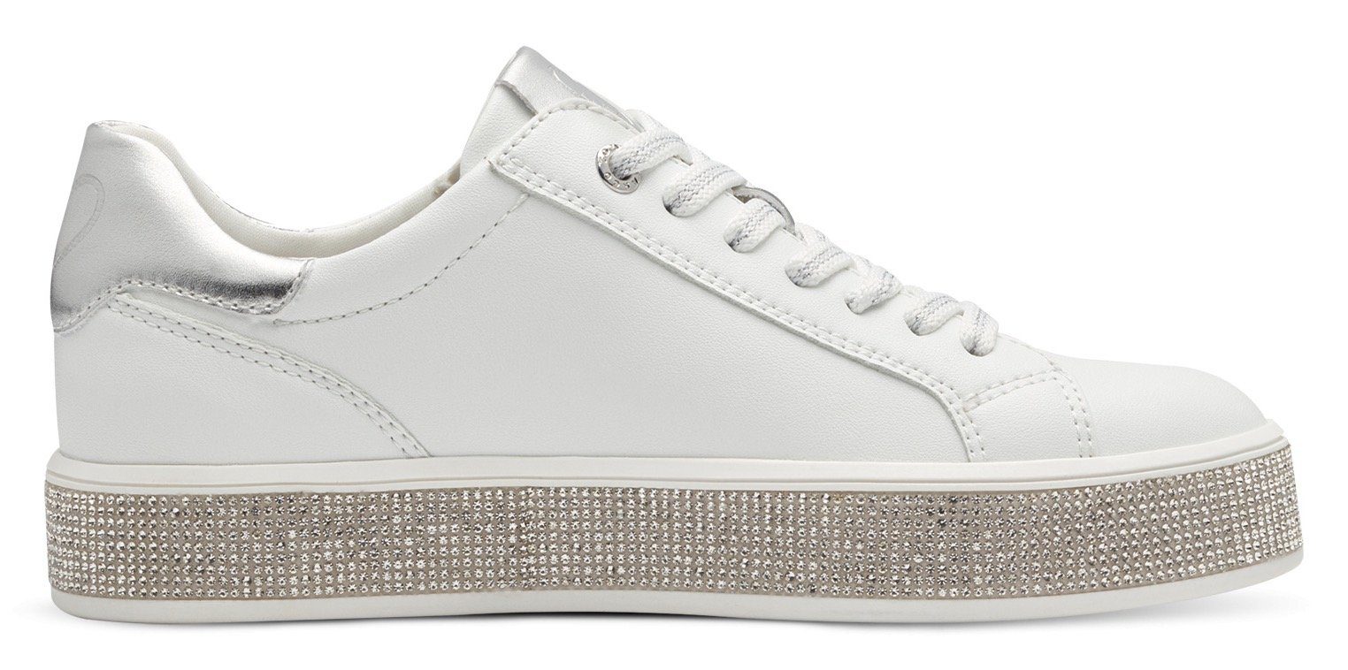Marco Tozzi Plateausneakers vrijetijdsschoen, lage schoen, veterschoen met contrast bies