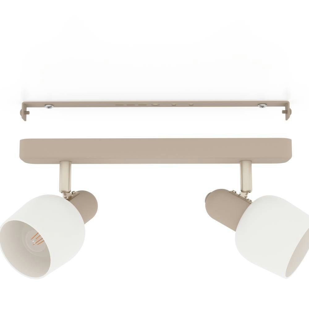 EGLO Plafondspot CORATO Plafondlamp, metaal in zandkleur, nikkel-mat, glas in wit, E14 (1 stuk)