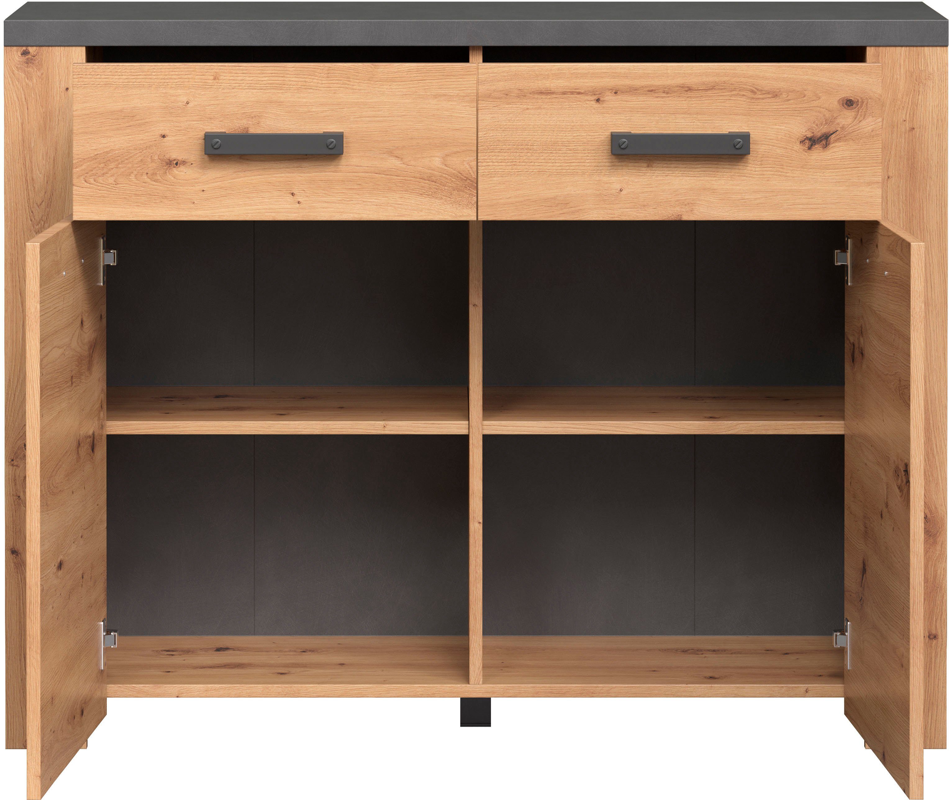 Home affaire Kast Ambres mat echt-hout-look, ca.-afm. bxh: 116x91 cm, lichtbruin, smal (1 stuk)