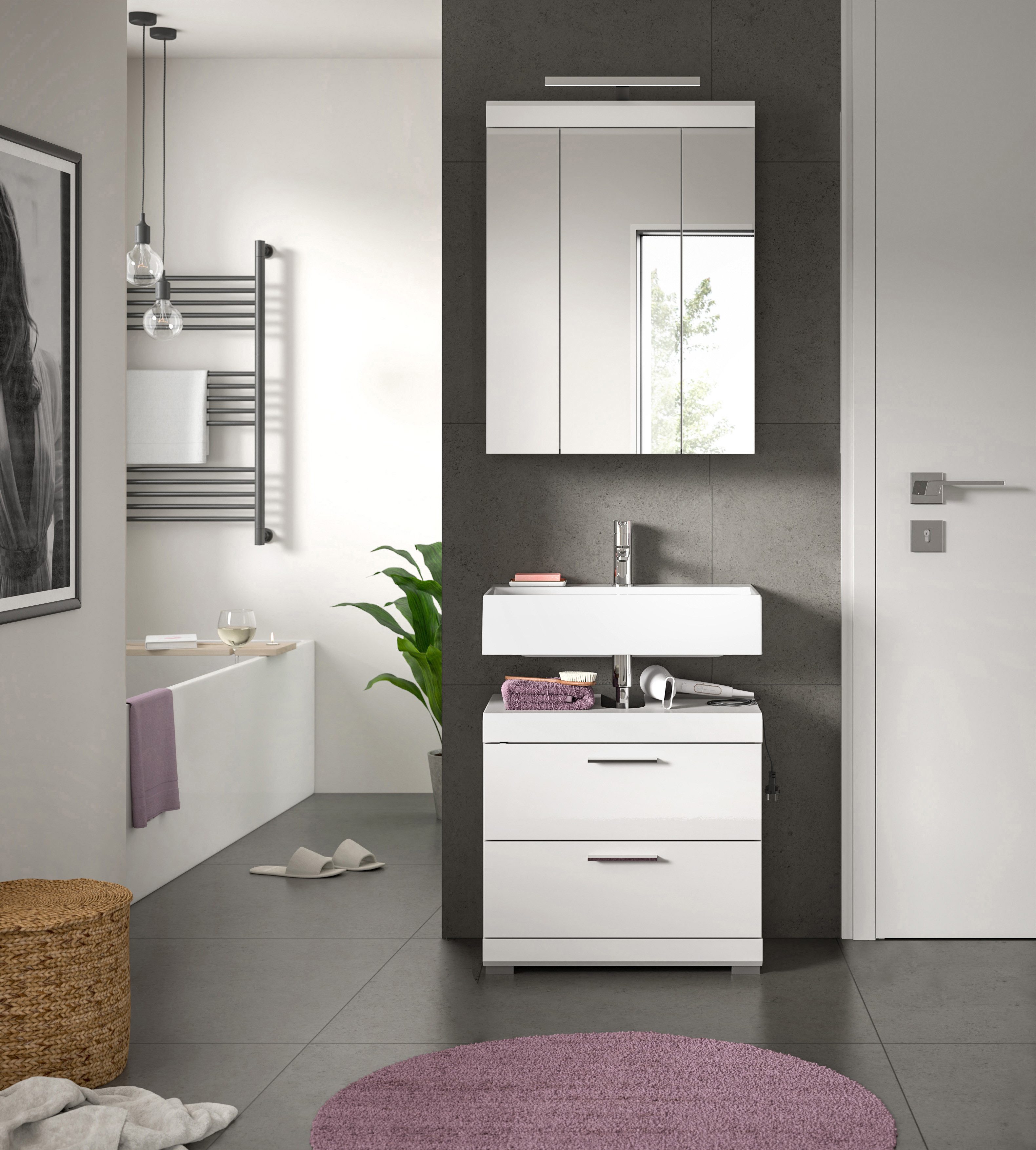 INOSIGN Badkamerserie Siena, 2-delig, inclusief LED-verlichting, bestaande uit: (set, 2-delig)