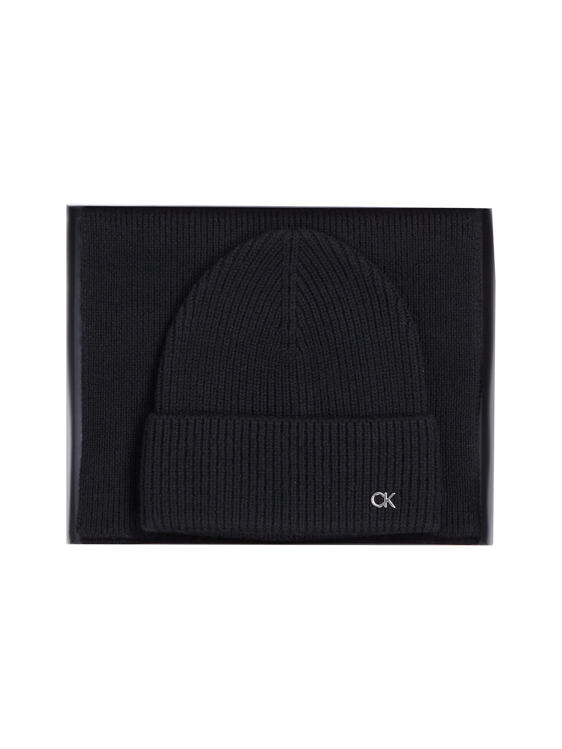 Calvin Klein Gebreide muts CK METAL CHUNKY BEANIE & SCARF (set)