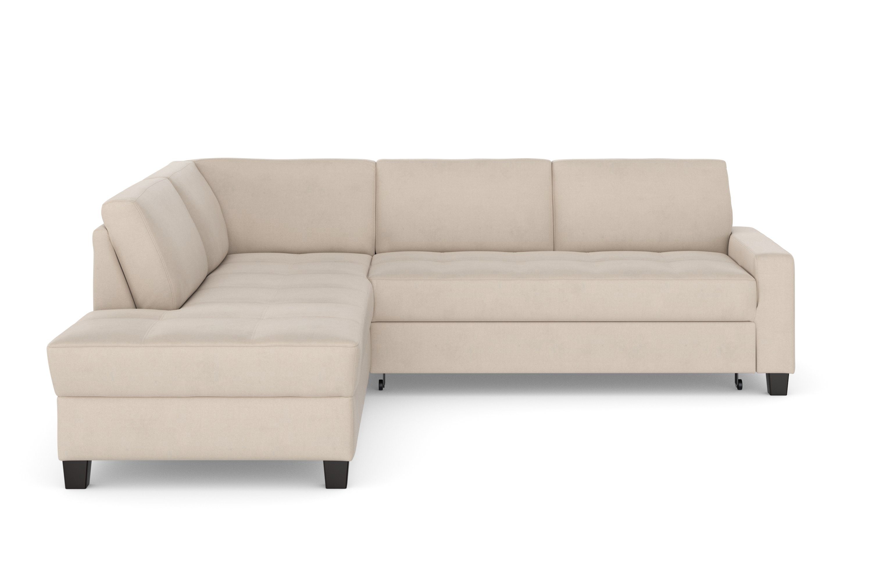 DOMO collection Hoekbank Florentina tijdloos en elegant, zitnaden als designelement, L-vorm keuze met slaapfunctie, met contrastnaad, comfortabele zithoogte 47 cm