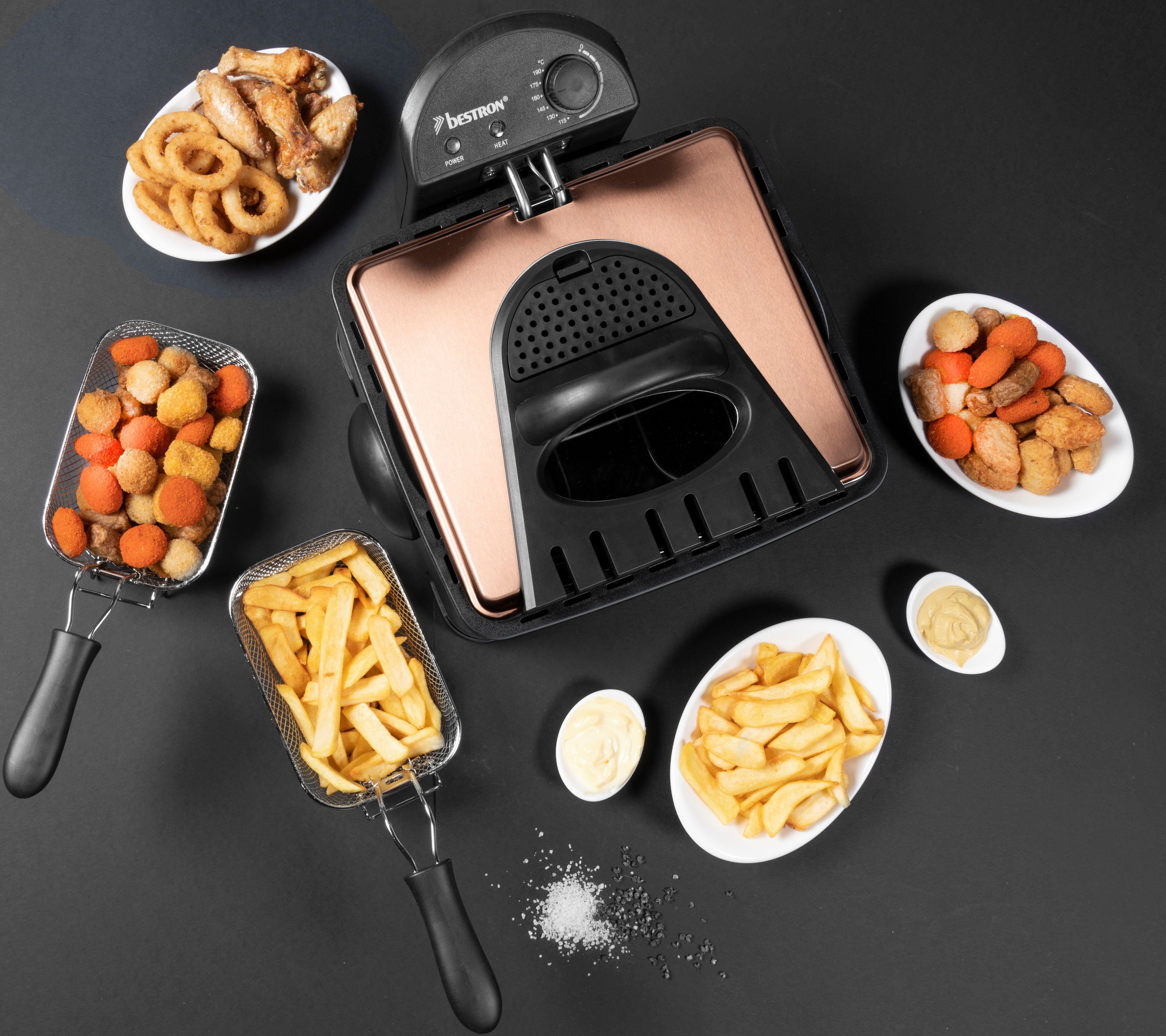 bestron Friteuse DF402B Cool Zone Capaciteit 1x ca. 1,5 kg/2x ca. 0,75 kg, 3 frituurmanden, 4 liter