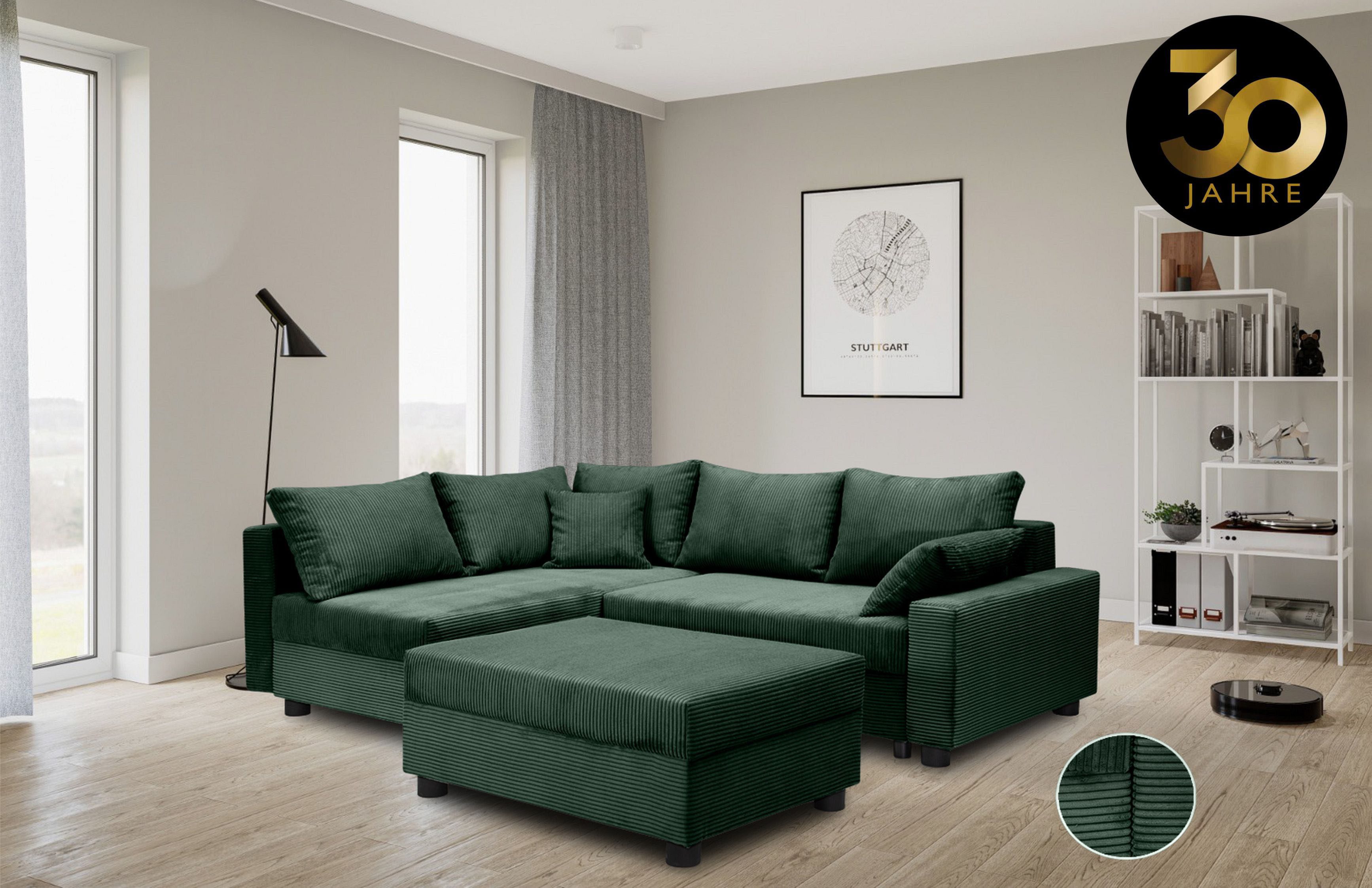 COLLECTION AB Hoekbank Parma L-vorm met slaapfunctie en bedlade, inclusief kussens, bonell-federkern