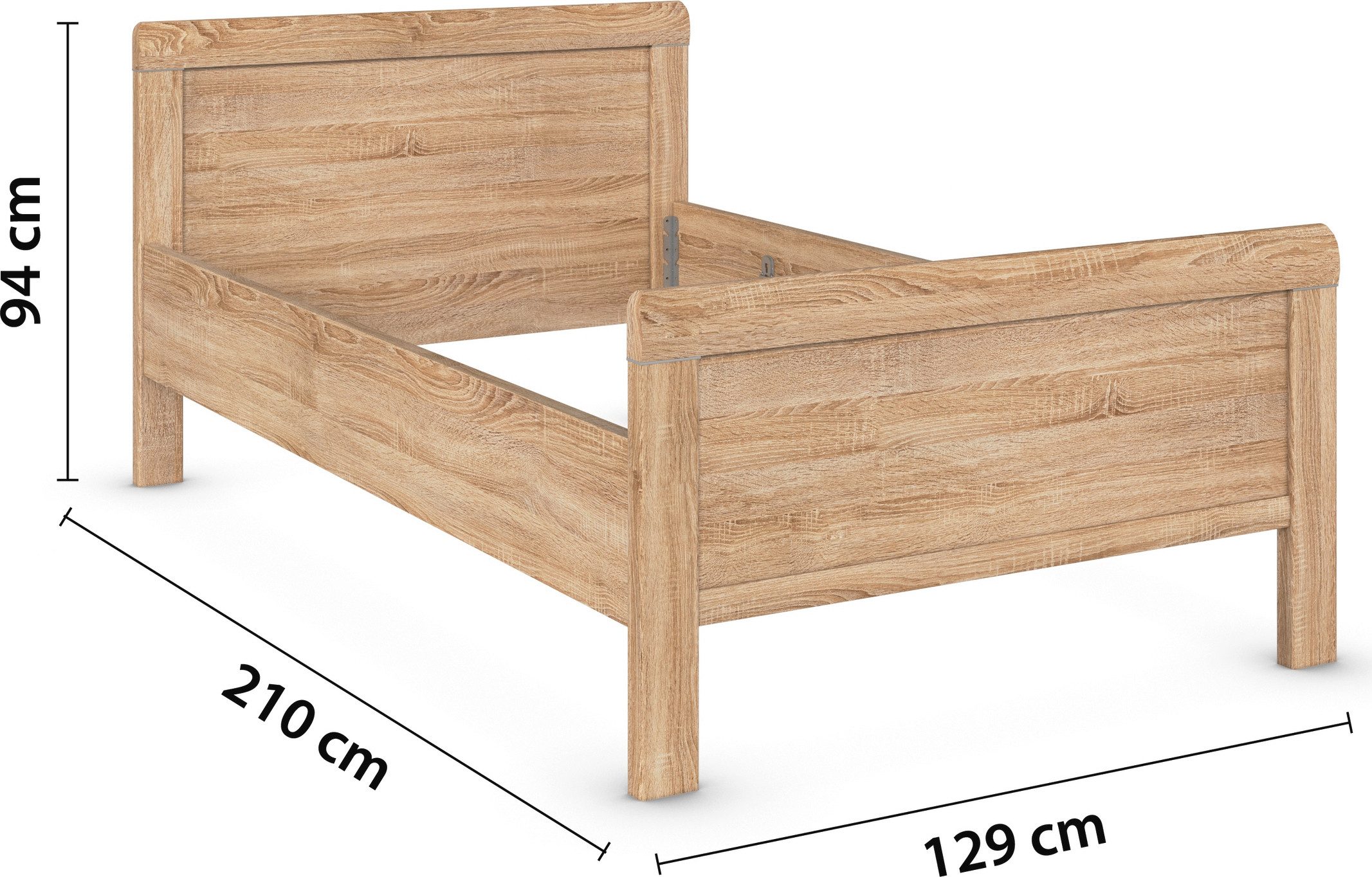 rauch Bed Eenpersoons Stollenbed EVELYN in comfortabele hoogte van houtmateriaal in elegante stijl made in germany