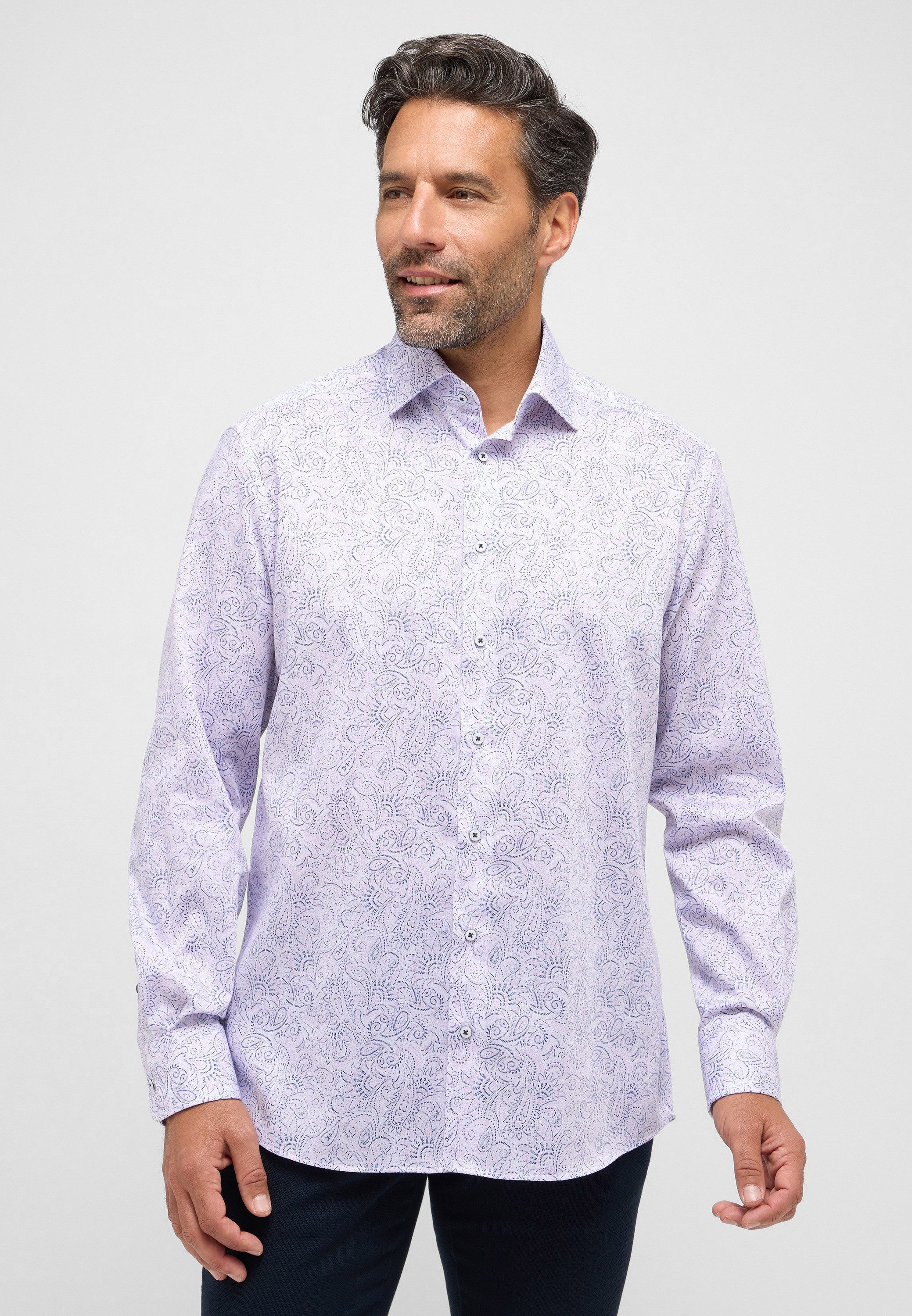Eterna Regular fit vrijetijdsoverhemd met paisleymotief