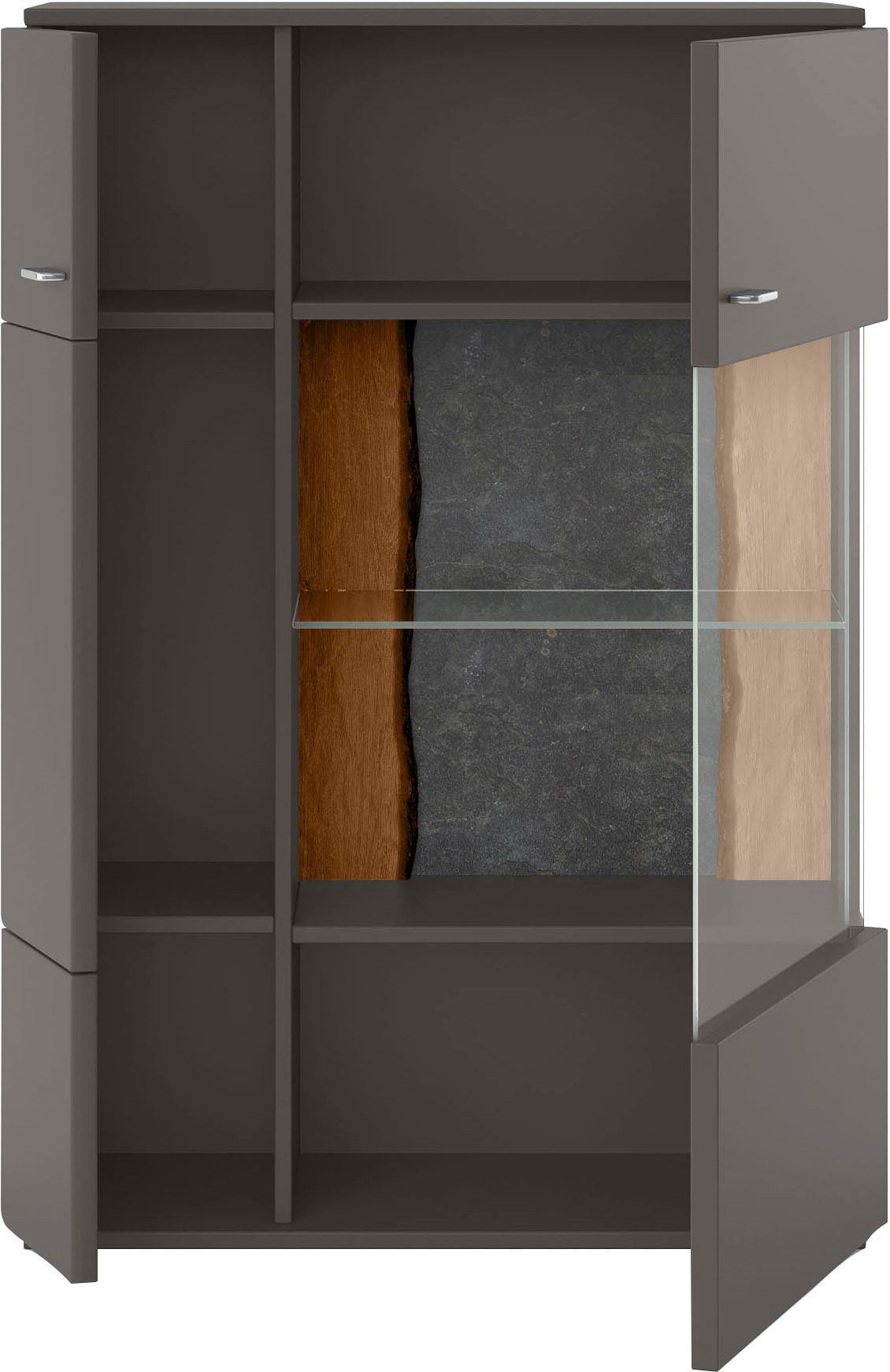 set one by Musterring Vitrinekast Tacoma Type 03/04, hoogte 143,4 cm, met getinte glasdeur