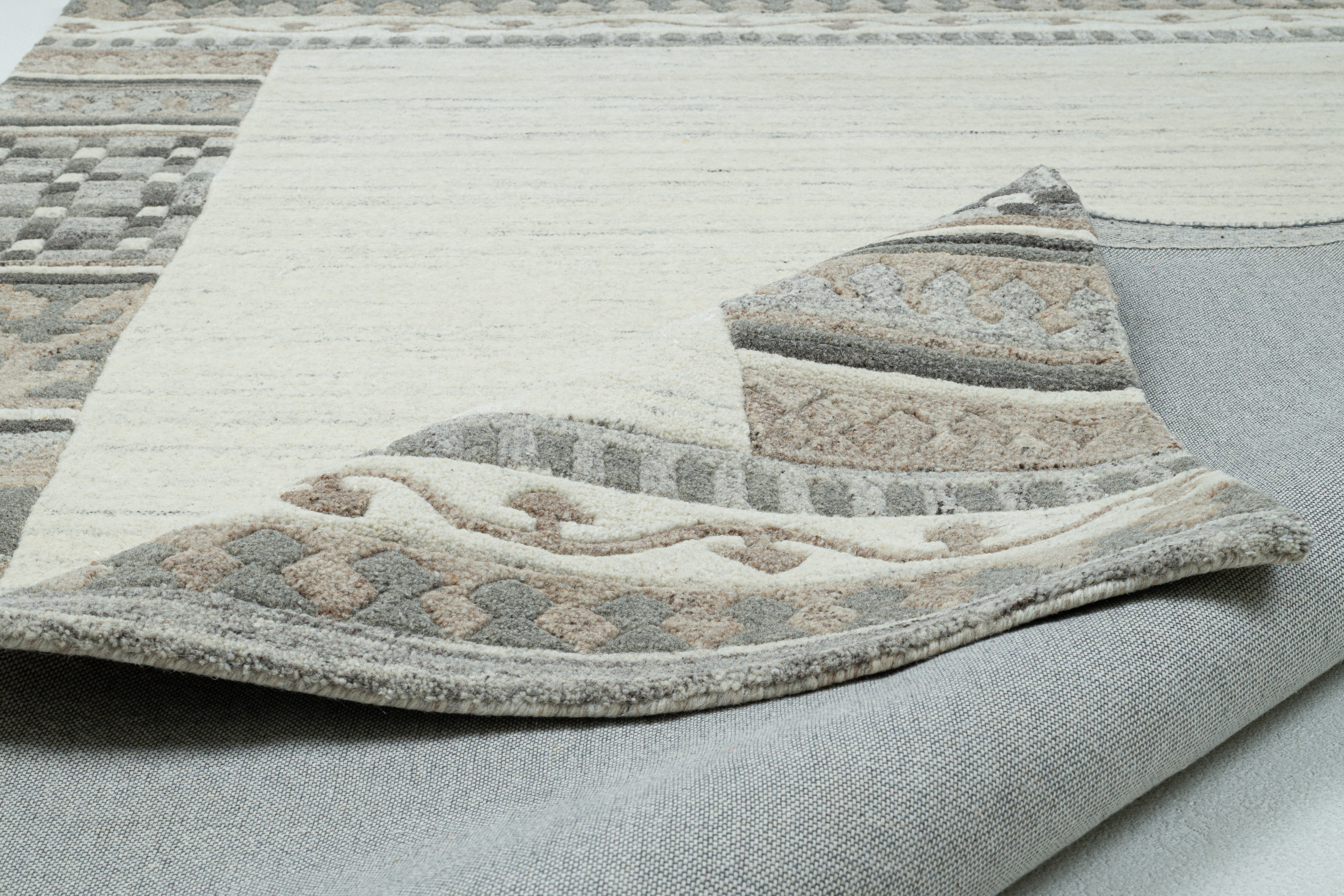 THEKO Set slaapkamerkleedjes Royal Naturel 6030 zuivere wol, handgetuft, met randdessin