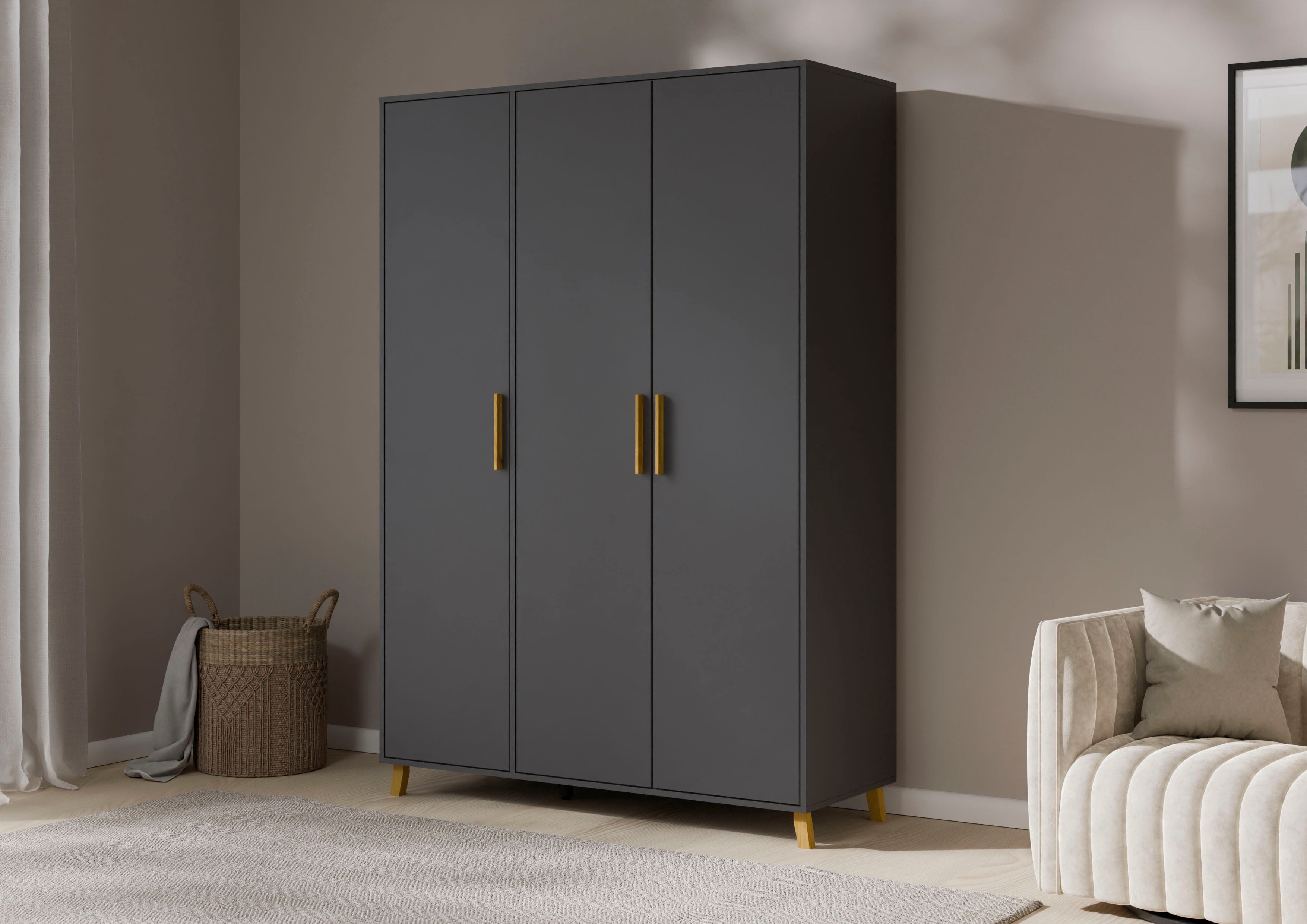 rauch Draaideurkast Kledingkast kast garderobe waskast SHINJO Grepen en voeten van massief hout, veel opbergruimte MADE IN GERMANY