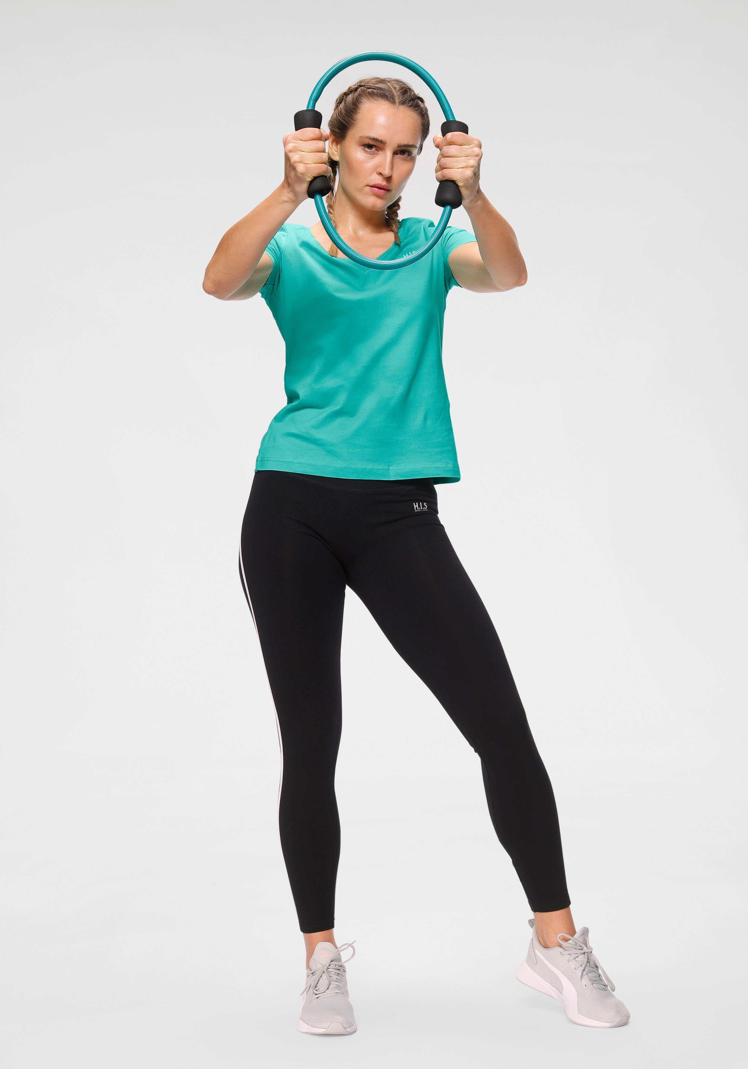 H.I.S T-shirt Essential basics heup-lange pasvorm, figuuraccentuerende snit, van 100% katoen (Set van 3)