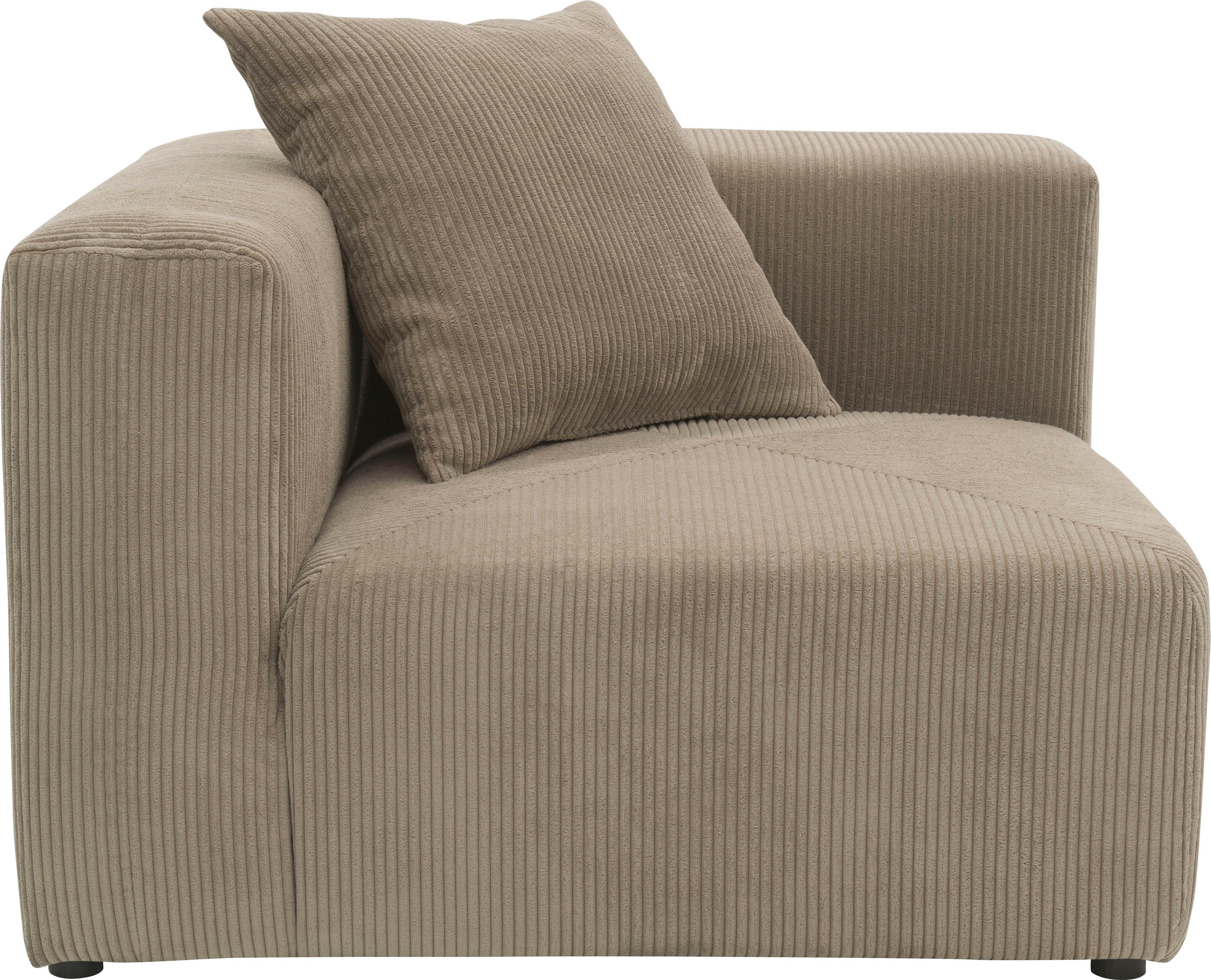 RAUM.ID Bank-hoekelement Gerrid Ribfluwelen bekleding, modulair hoekelement, kan ook afzonderlijk worden geplaatst bruin, modulaire banken, 108 cm
