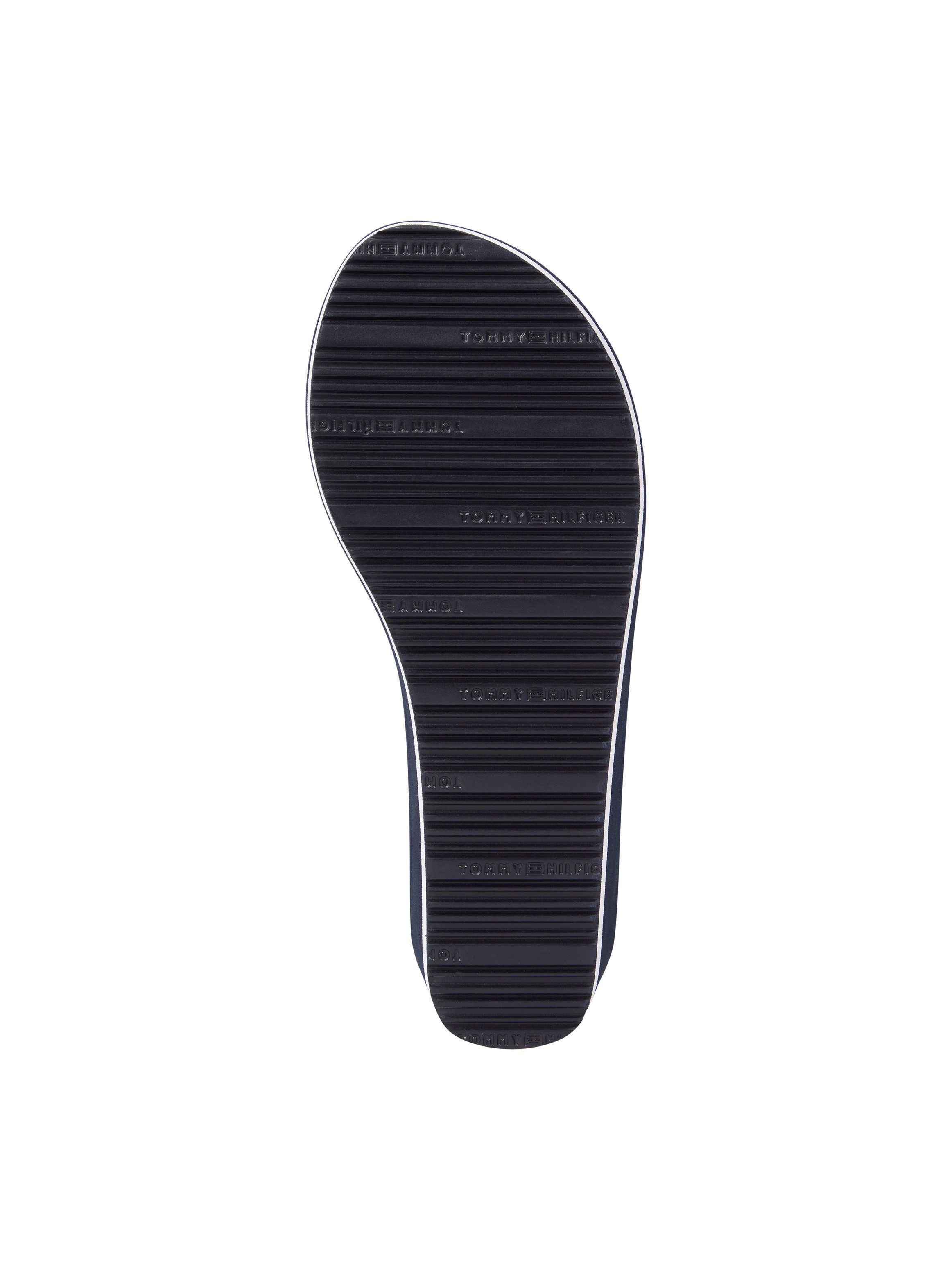 Tommy Hilfiger Dianets TH CORPORATE WEDGE BEACH SANDAL , wig hak, zomerschoen, teenslipper met gestreepte bandages