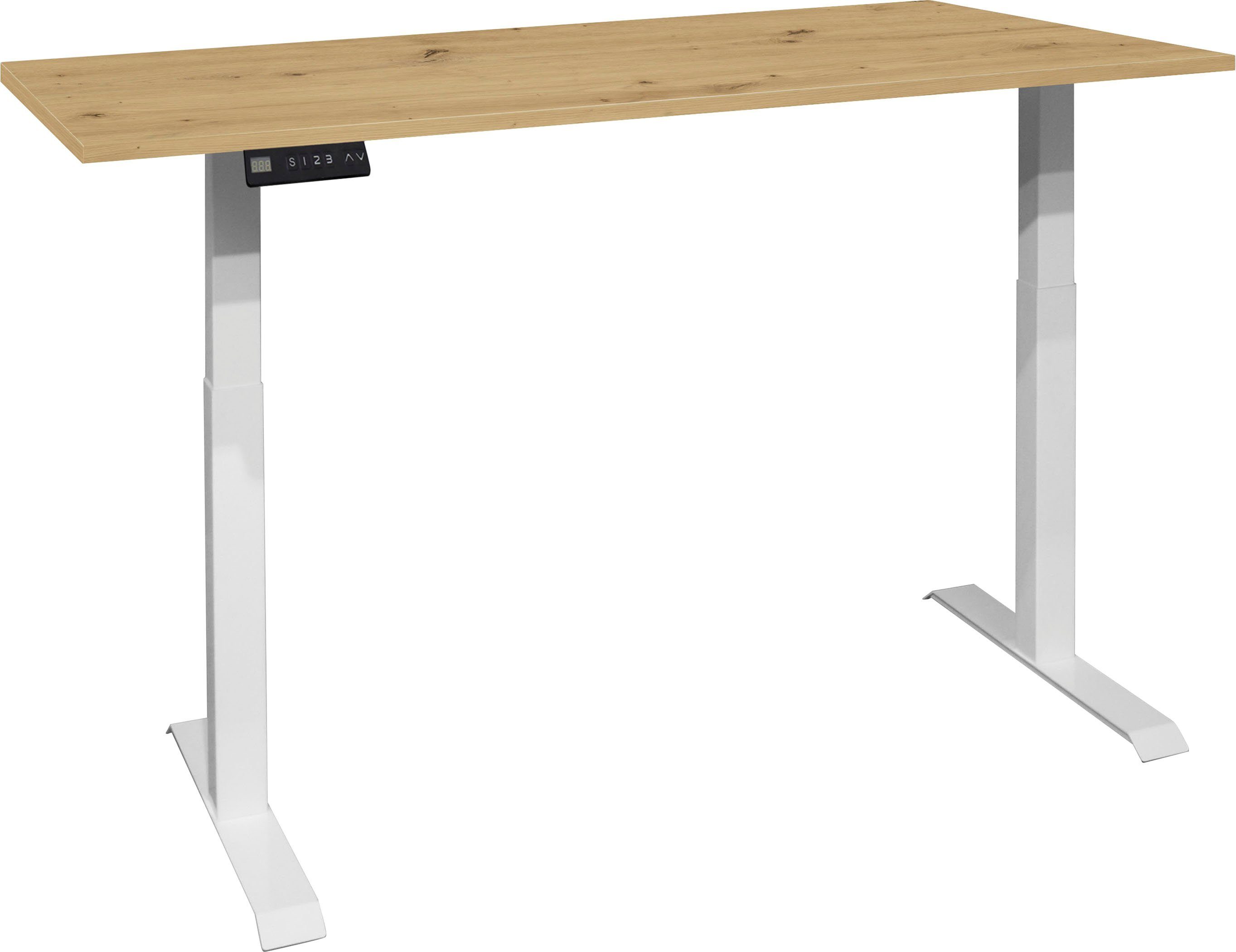 Mäusbacher Bureau Big System Office Breedte 140 cm, elektrisch in hoogte verstelbaar bureaus beige