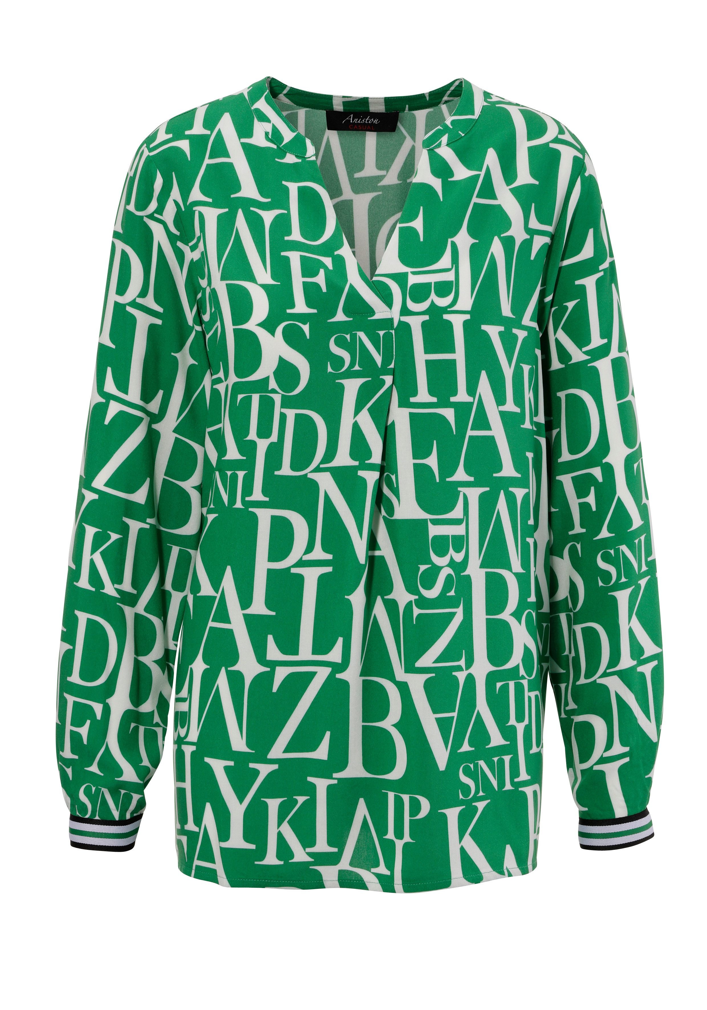 Aniston CASUAL Blouse zonder sluiting met letters gedessineerd