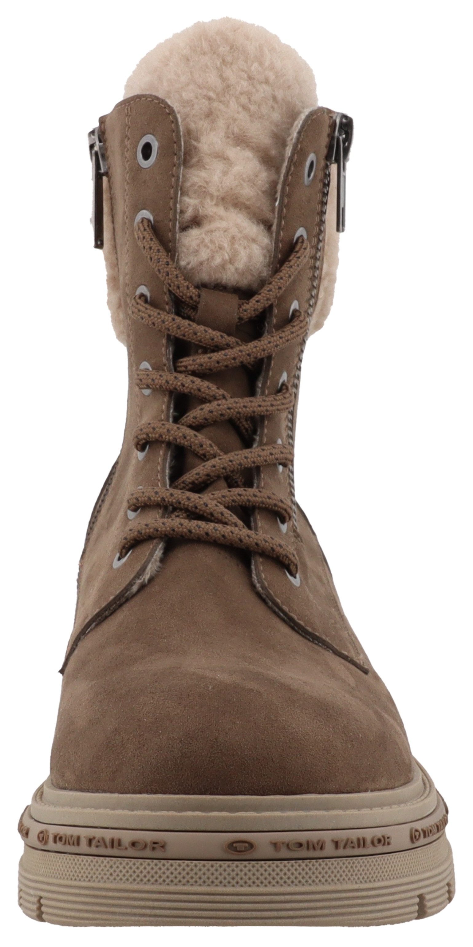 Tom Tailor Winterlaarzen blokhak, veterschoenen, winter enkellaars met warm gevoerd kraag