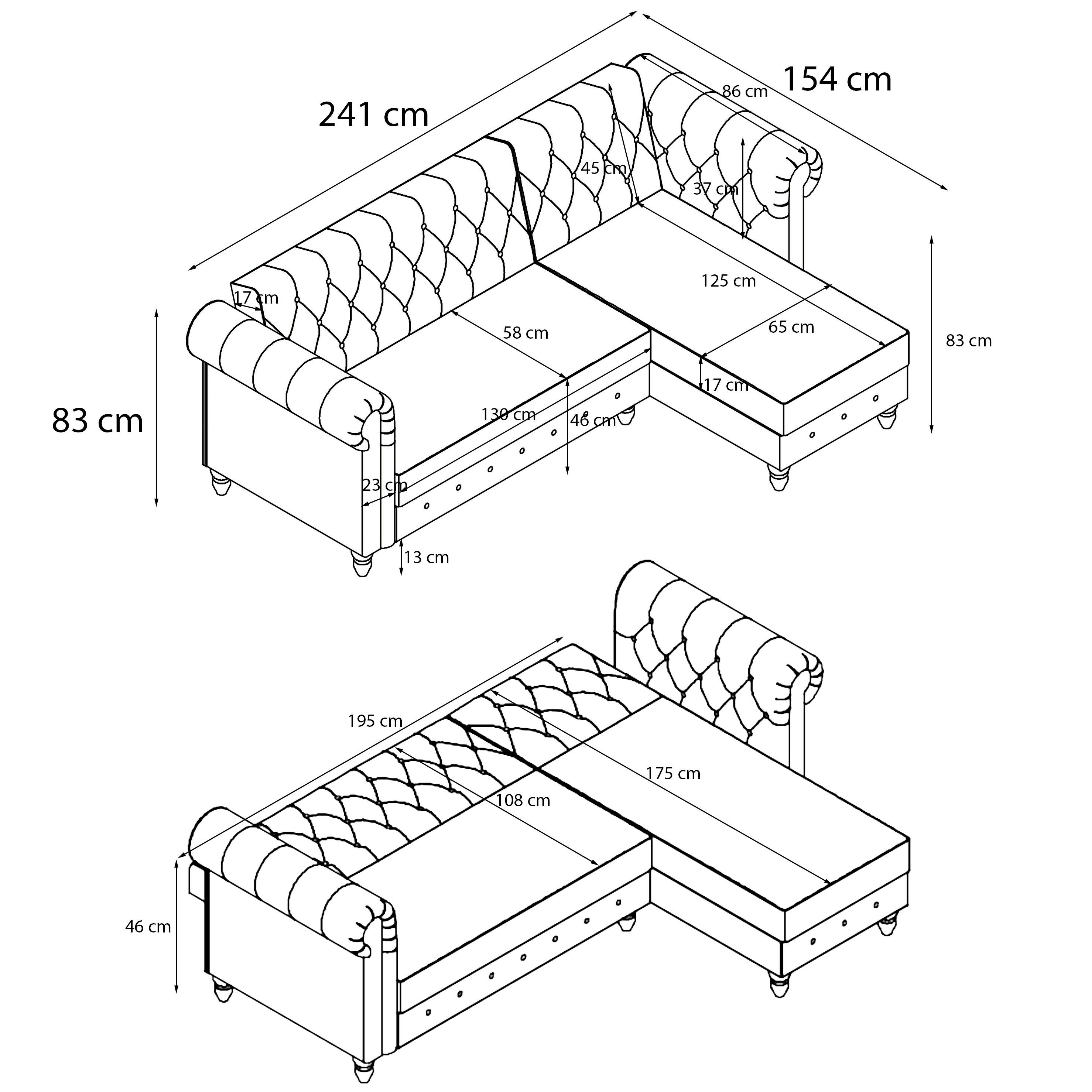 Dorel Home Hoekbank Felix, L-model, 241 cm (ligoppervlak108x195 cm), récamier verwisselbaar,