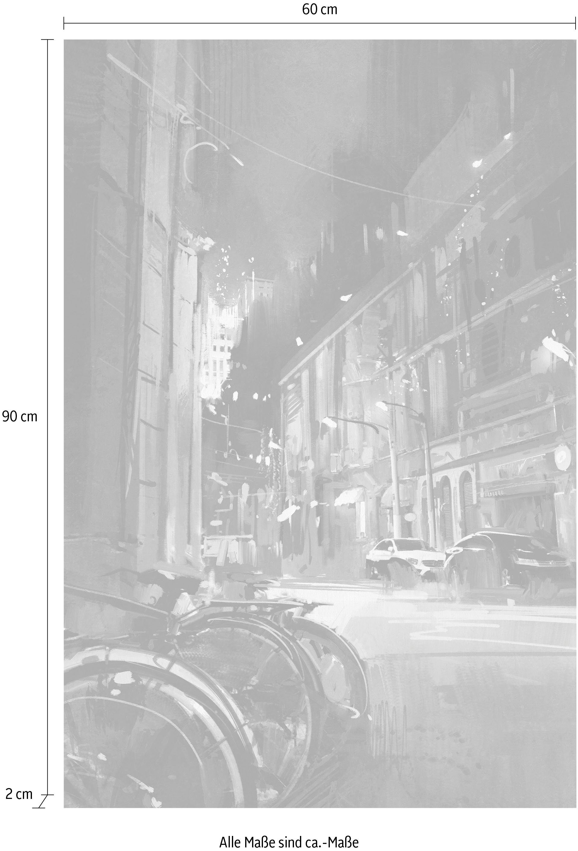 queence Artprint op linnen Stad fiets Premium canvasstof, handgemaakt in Duitsland