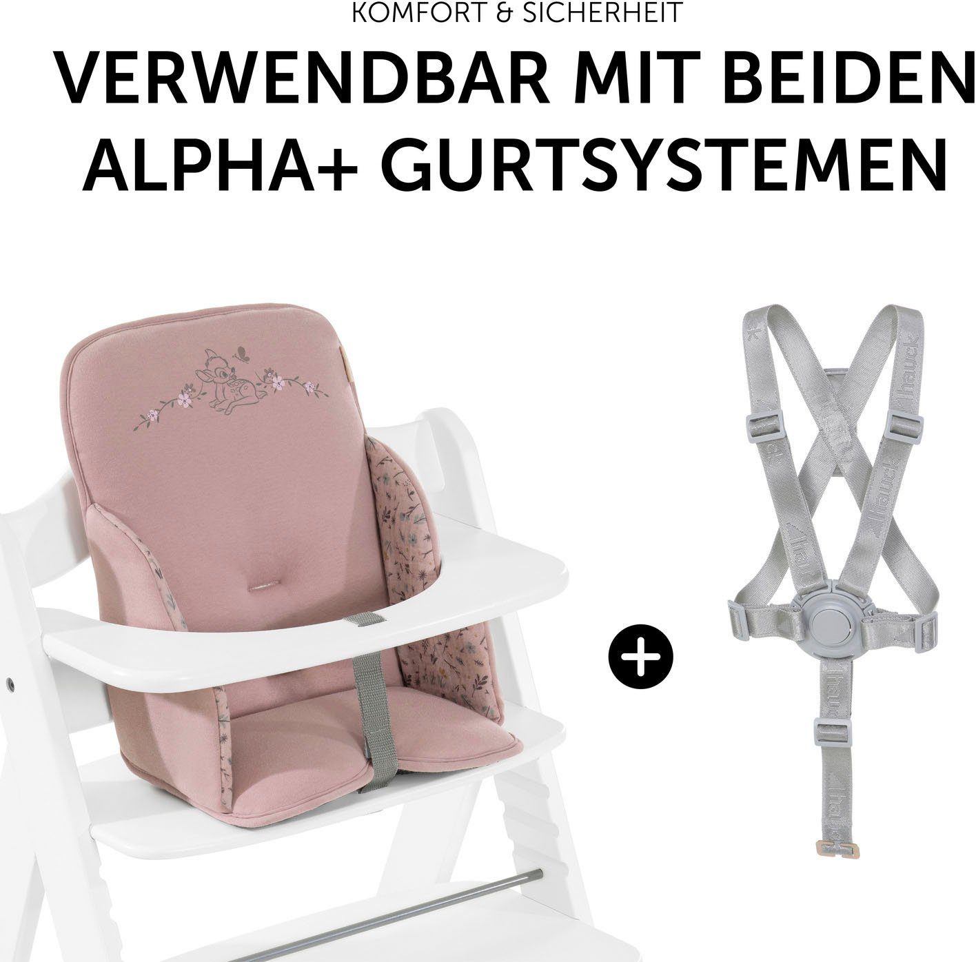 Hauck Stoelverkleiner Alpha Cosy Select, Bambi Rose voor de alpha+ houten kinderstoel