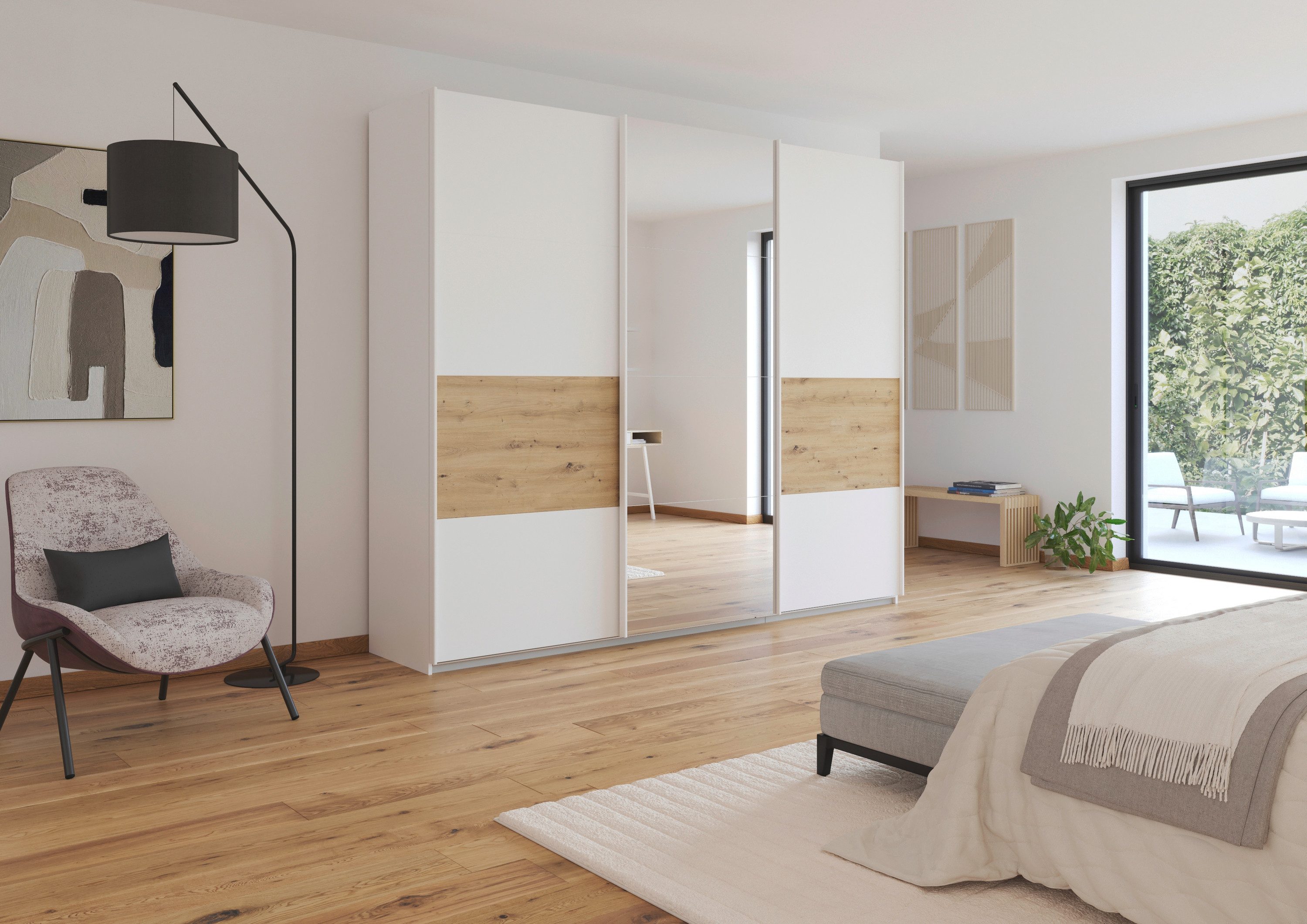 rauch Schuifdeurkast Kledingkast Kast Garderobe CORTONA inclusief indeling, 2 stoffen dozen en extra planken