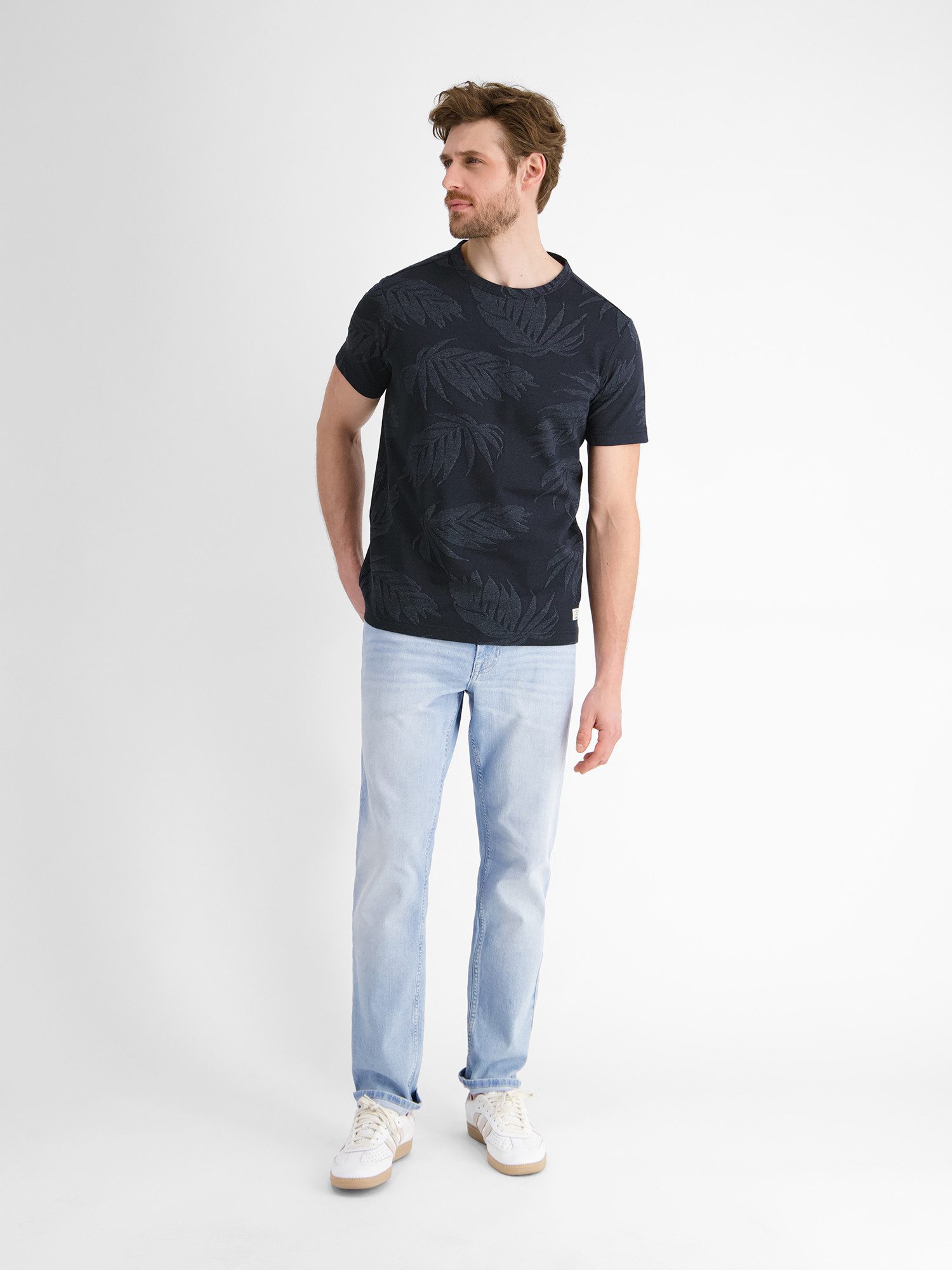 Lerros T-shirt LERROS jacquard T-shirt voor heren