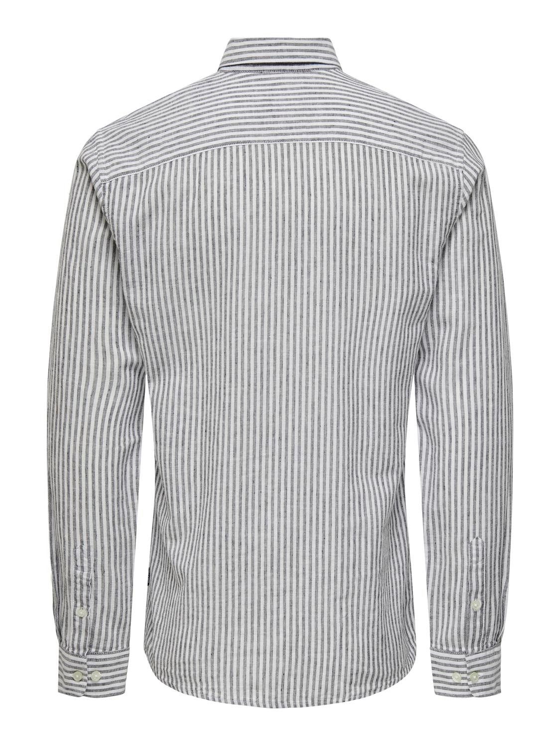ONLY & SONS Overhemd met korte mouwen ONSCAIDEN LS STRIPE LINEN SHIRT 660 NOOS