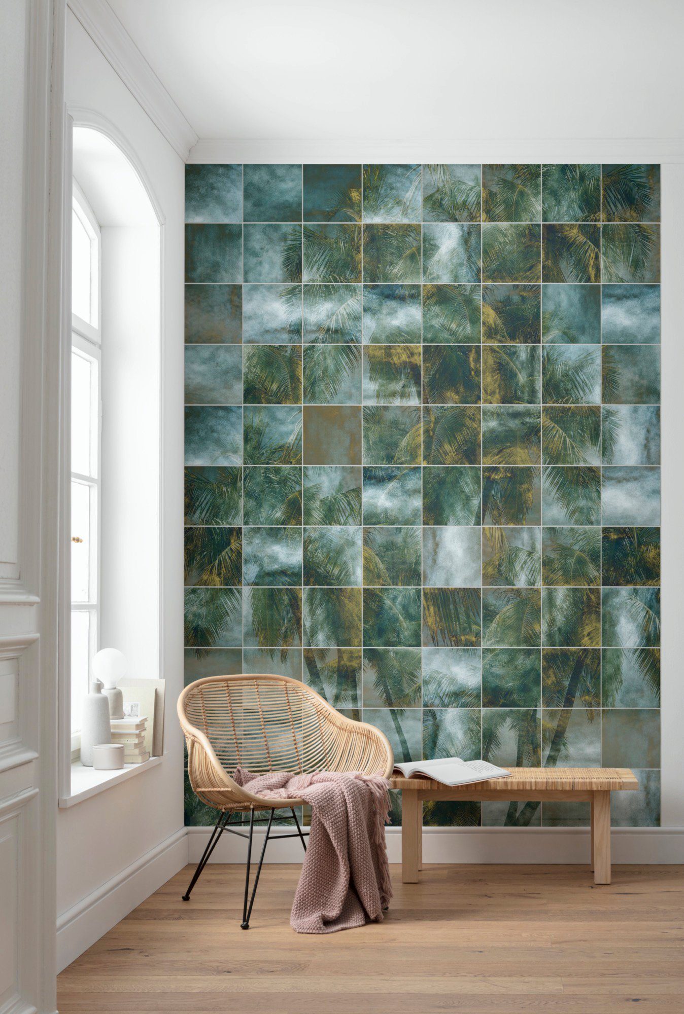 Komar Vliesbehang Digitale print vlies - Palm Puzzle - Afmeting 200 x 280 cm