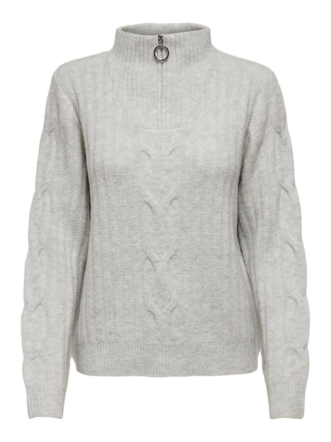 JDY Trui met staande kraag JDYANDREA L/S ZIP CABLE PULLOVE KNT NOOS