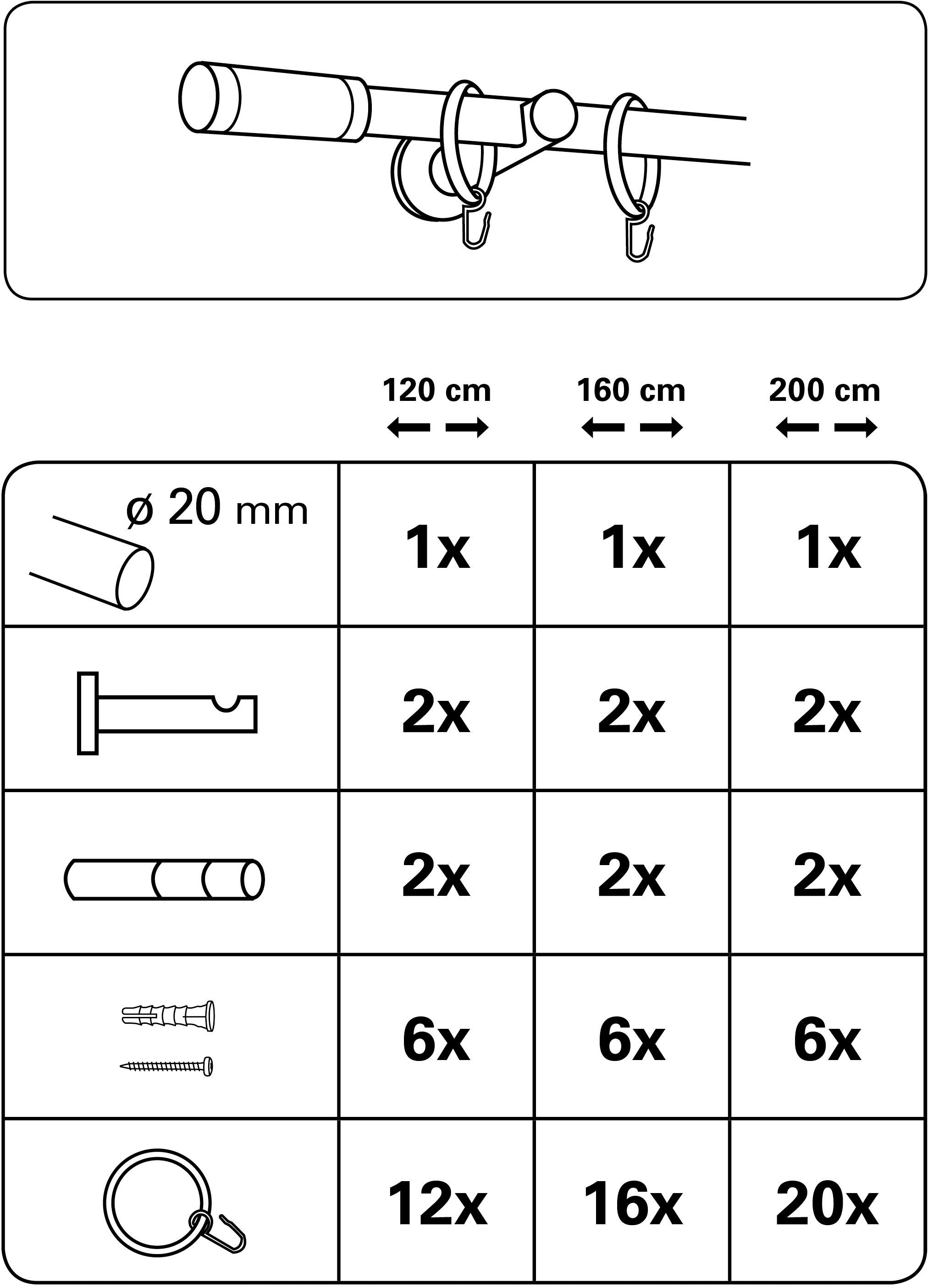 GARDINIA Gordijnroede Set metaal