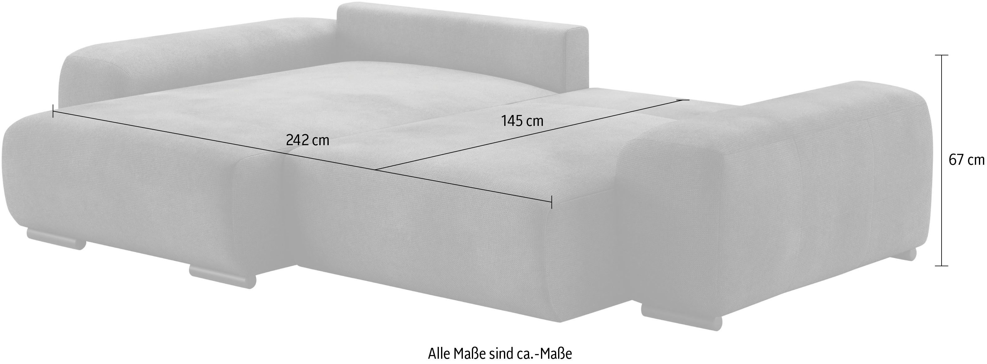 Mr. Couch Hoekbank Sundance II Doorlopende slaper met EasyBett-slaapfunctie, bedlade