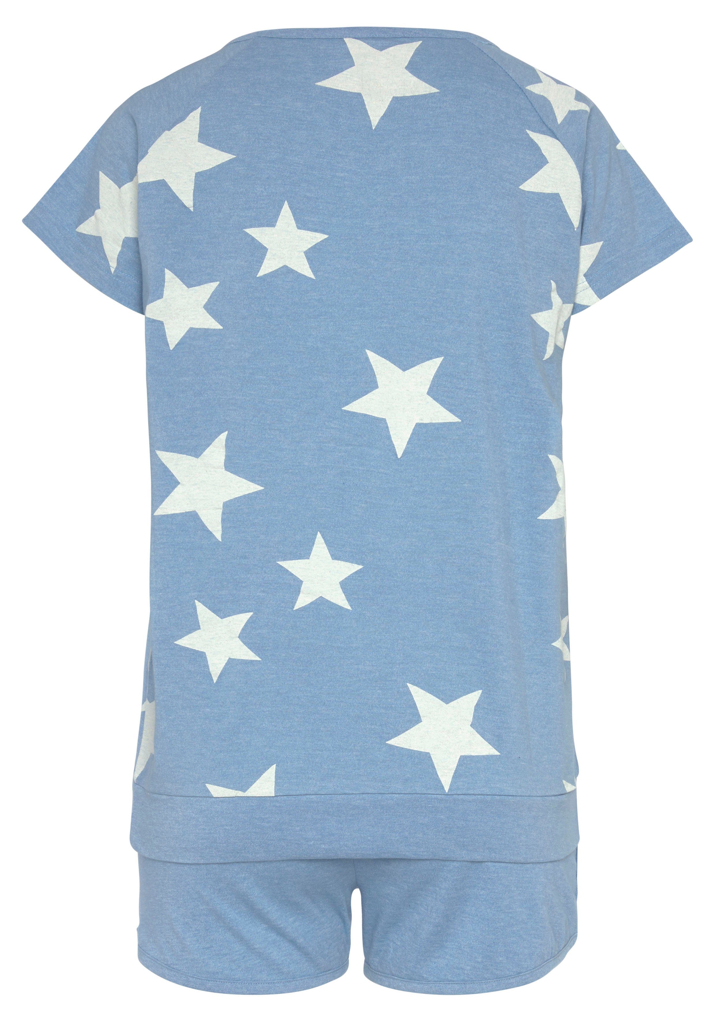 Vivance Dreams Shortama in een gemêleerde look met sterretjes (4-delig, Set van 2)