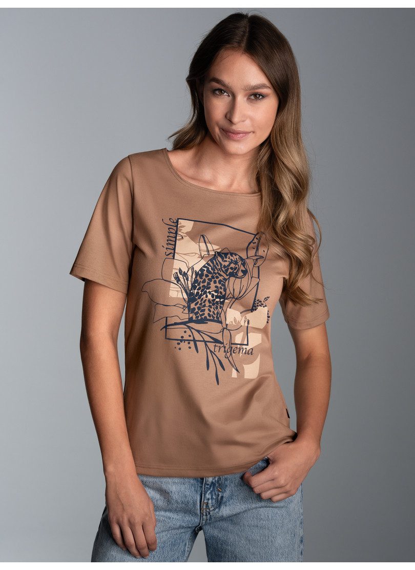 Trigema T-shirt met bloemrijk leopard-print (1-delig)