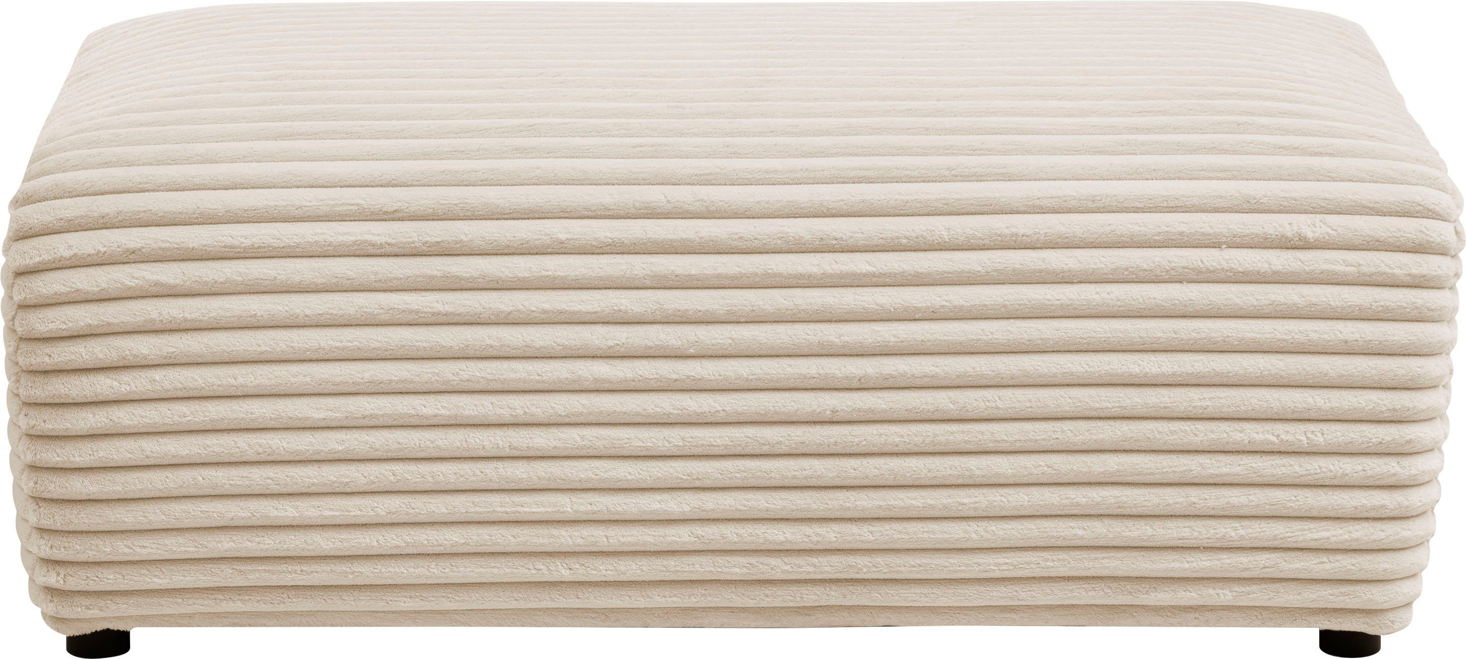 andas Hocker BAKELS, gestoffeerde poef in cord of bouclé stof