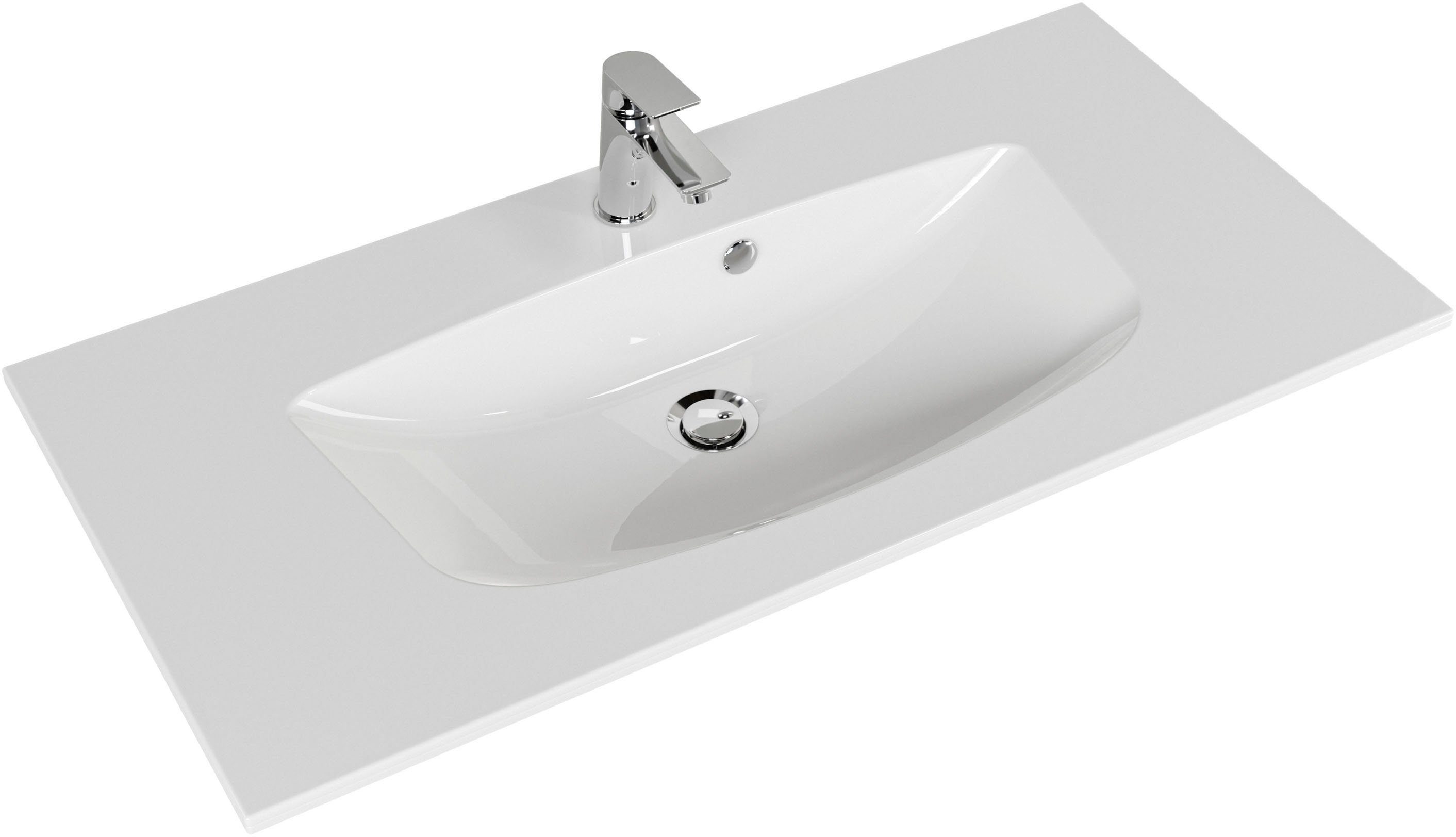 Saphir Wastafelonderkast Serie 6025 mineraalmarmeren wastafel met onderkast, 97 cm breed (2-delig)